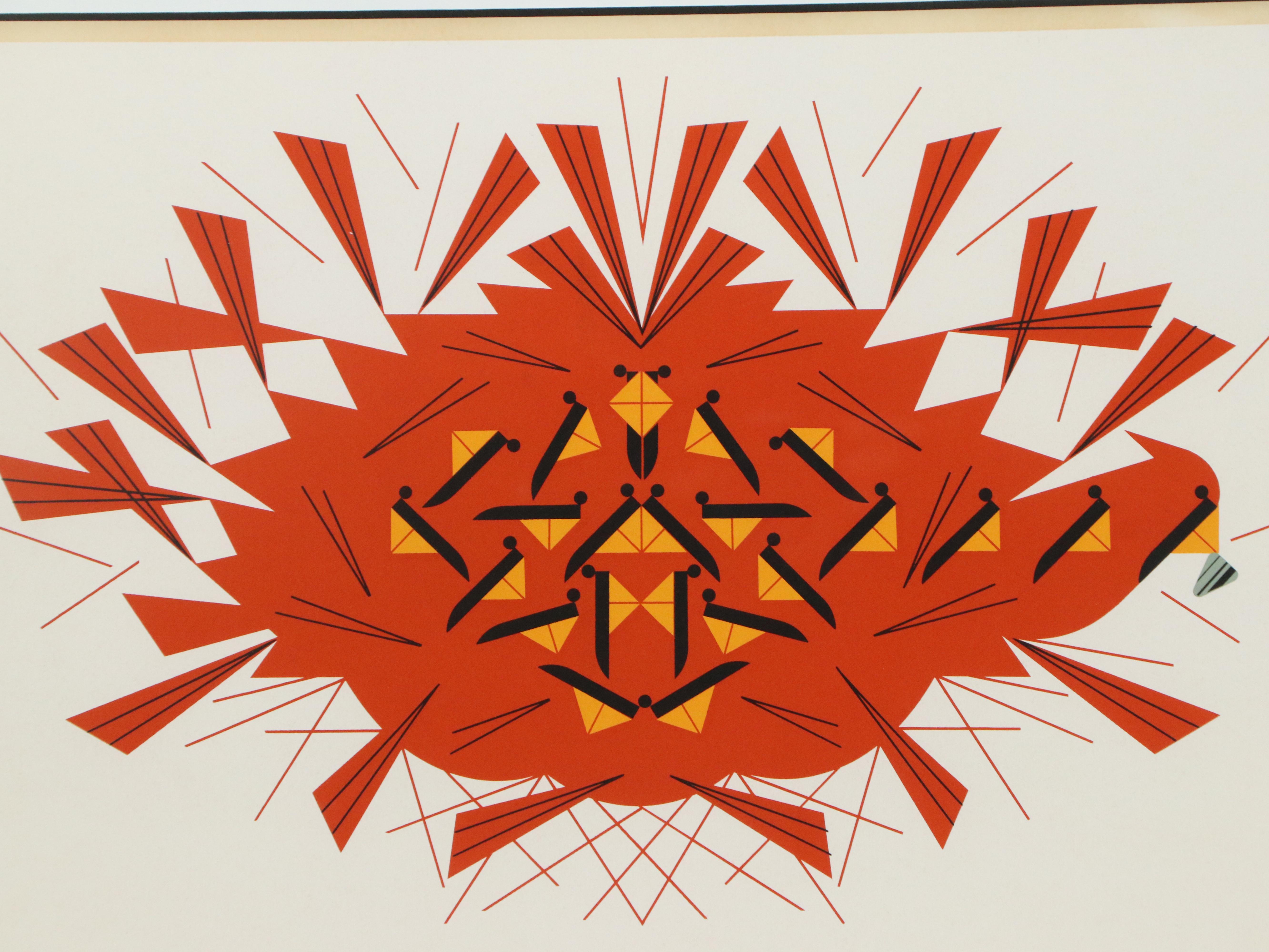 Charley Harper Serigraph Print "The Last Sunflower Seed," 1973