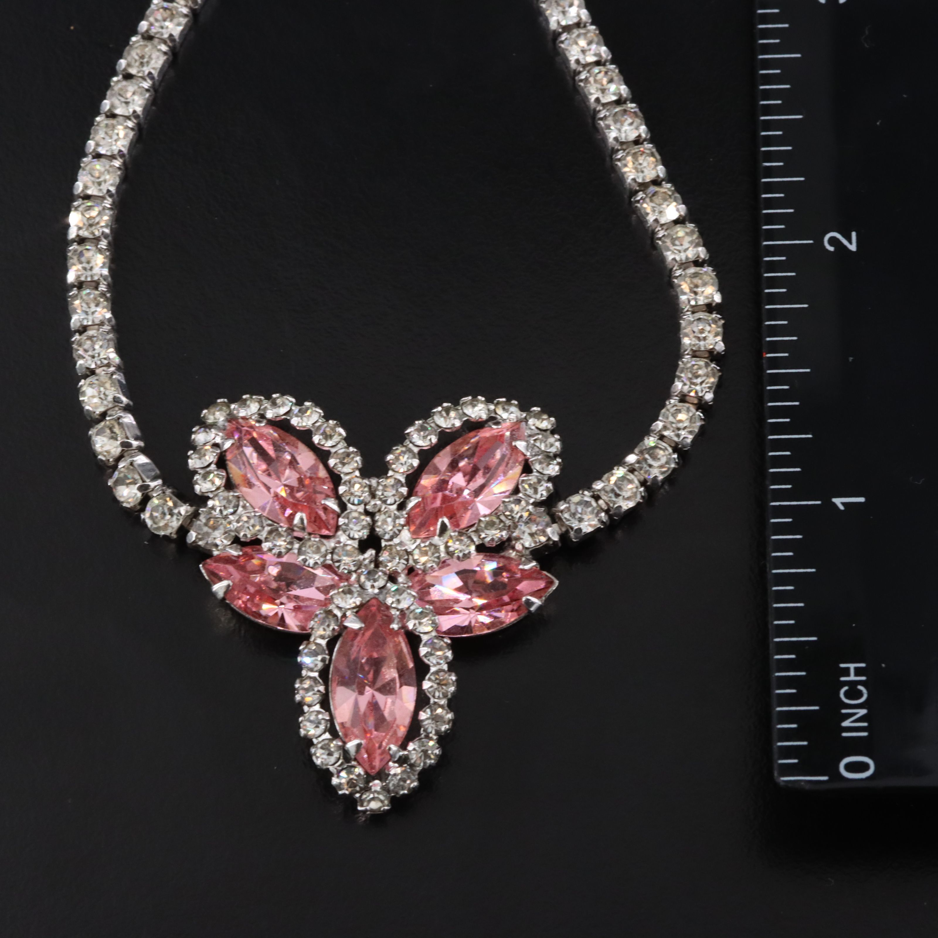 Weiss Pink Rhinestone Demi-Parure