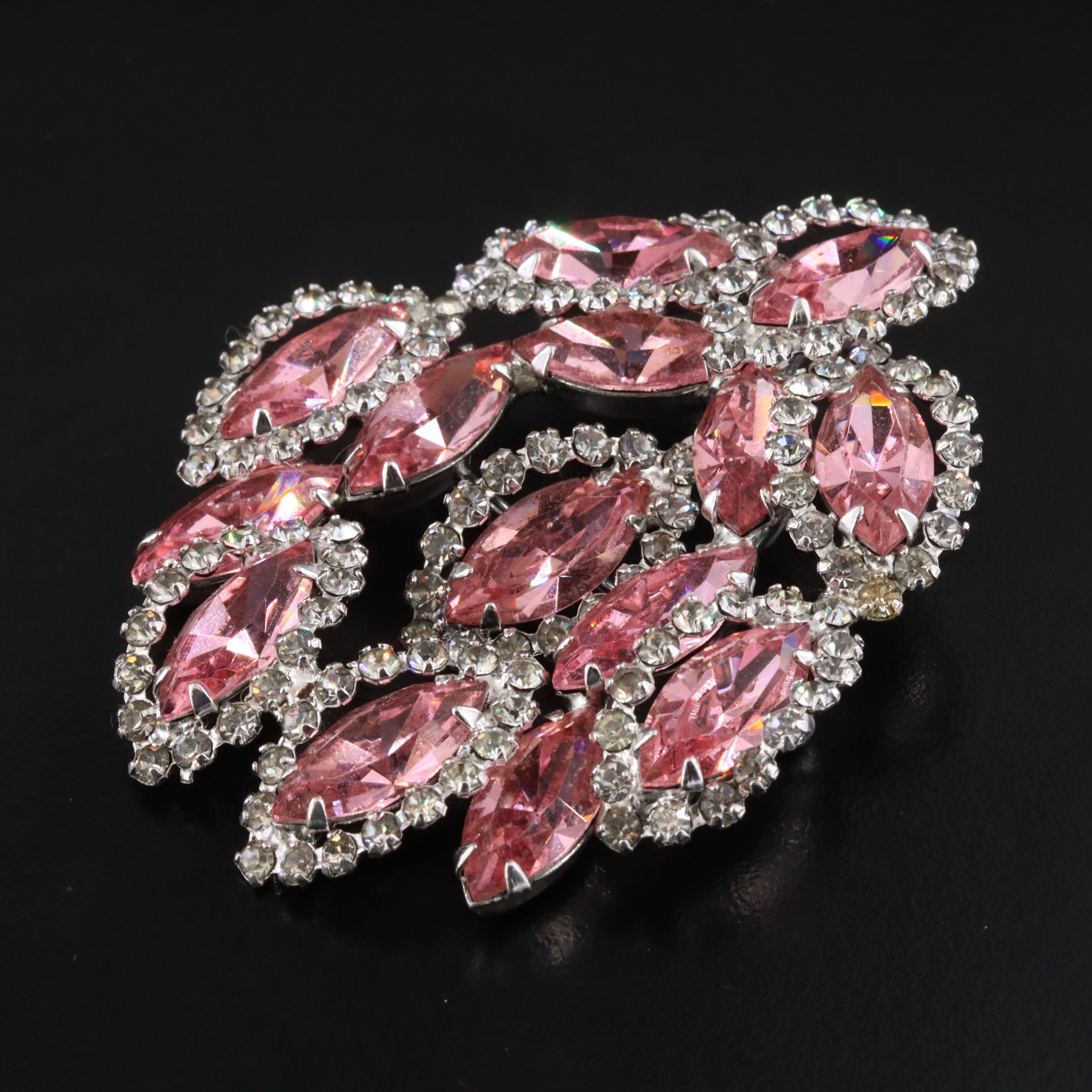 Weiss Pink Rhinestone Demi-Parure