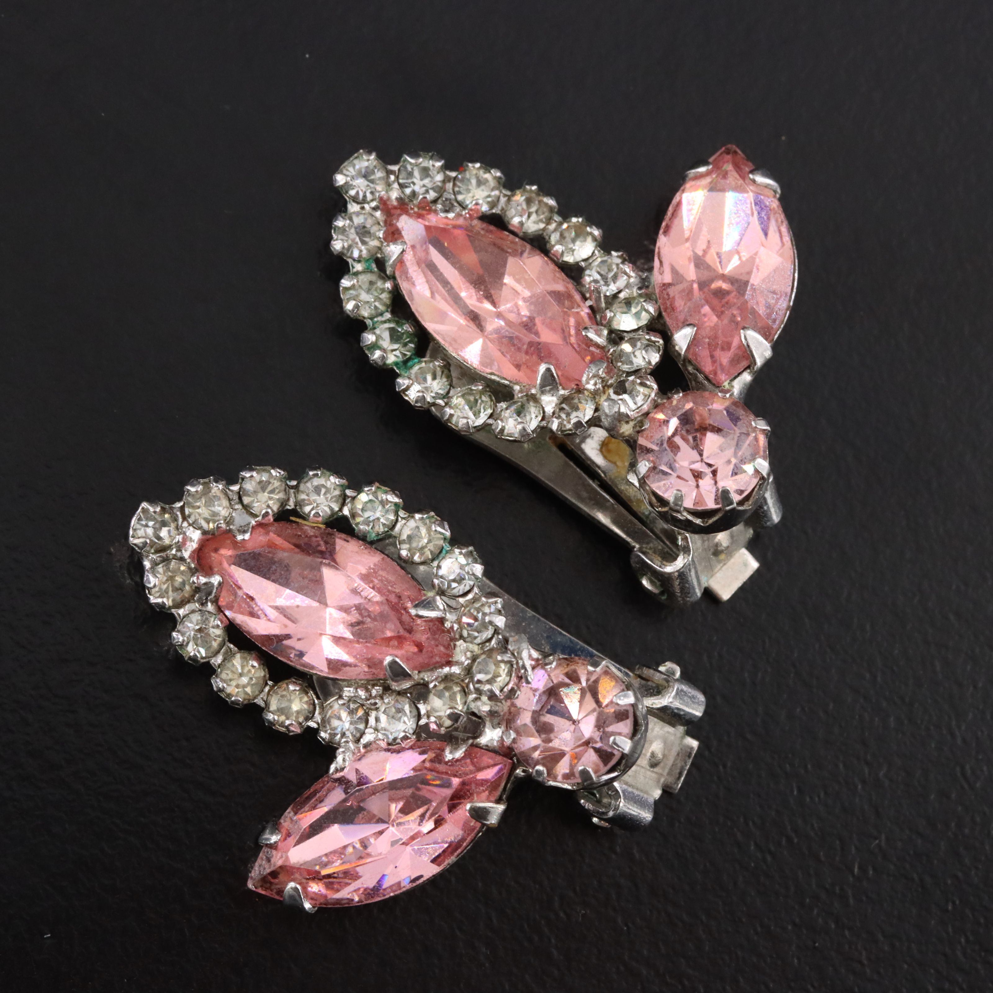 Weiss Pink Rhinestone Demi-Parure