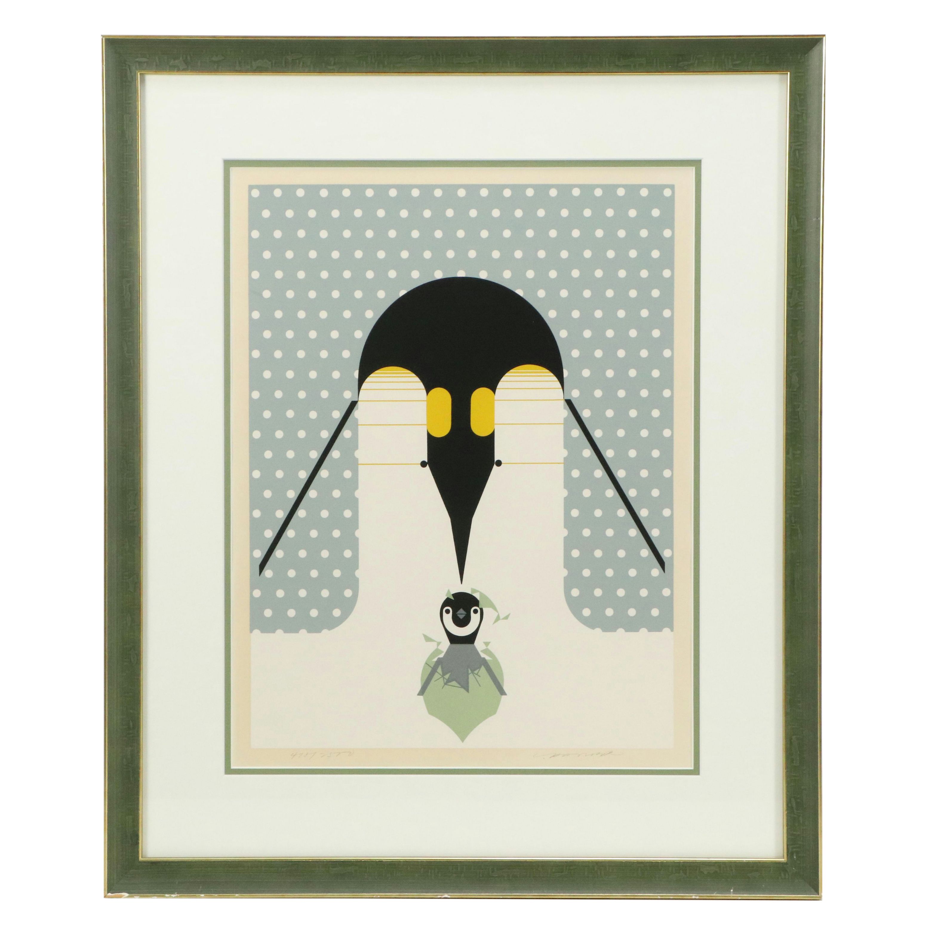 Charley Harper Limited Edition Serigraph Print "Brrrthday," 1977