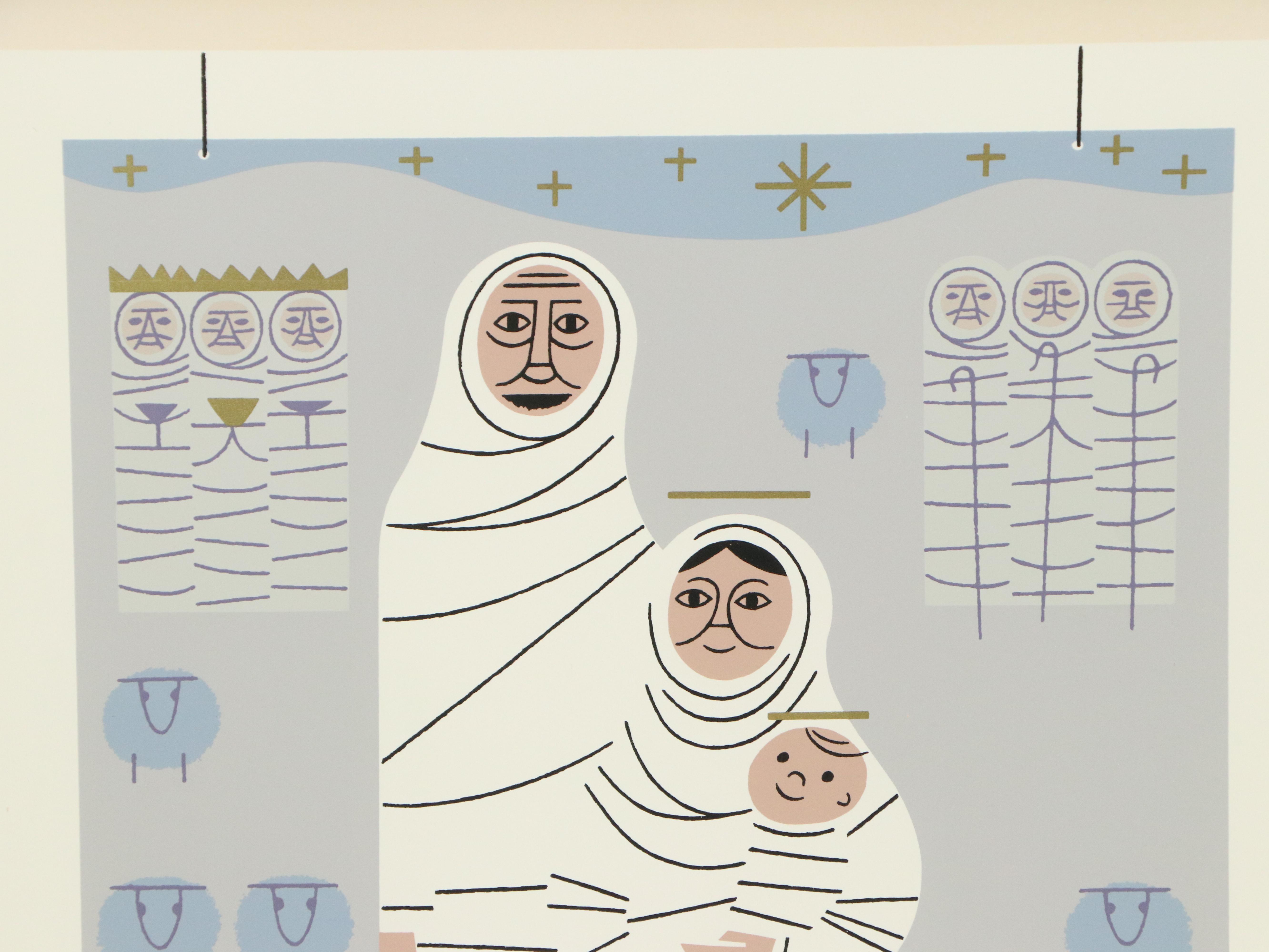 Edie Harper Serigraph Print "Family Portrait," 1979