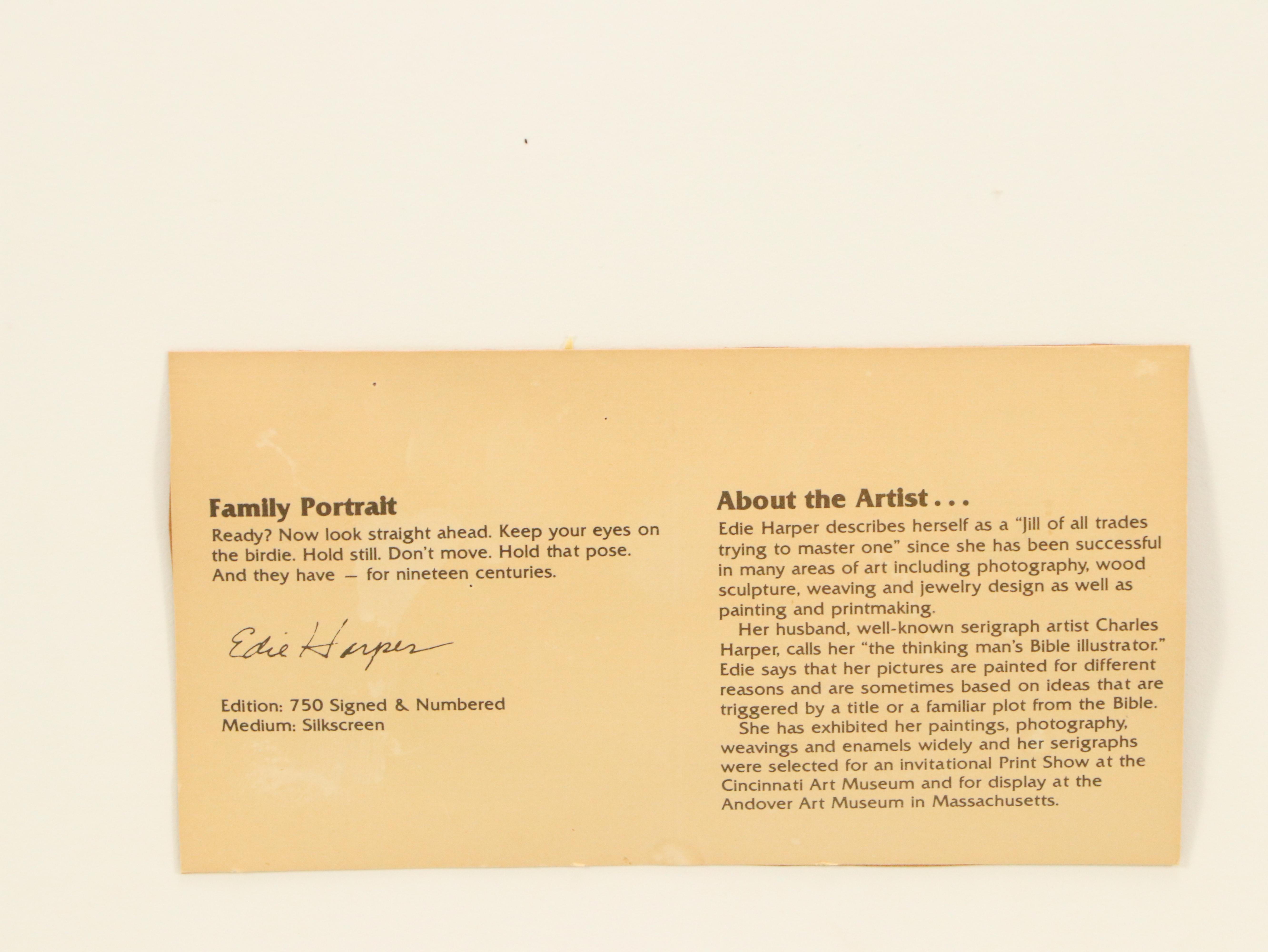 Edie Harper Serigraph Print "Family Portrait," 1979