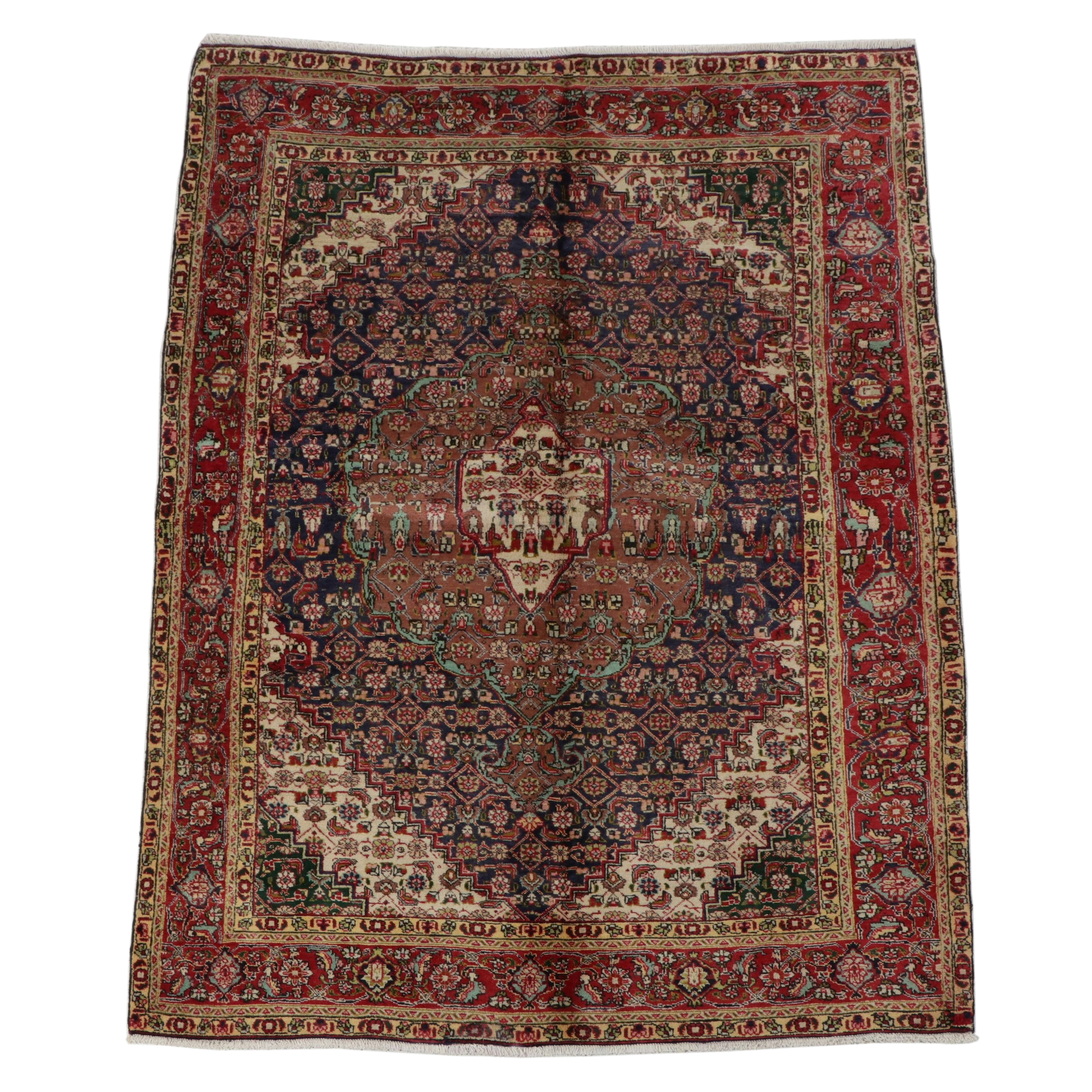 6'6 x 9'2 Hand-Knotted Persian Bijar Area Rug