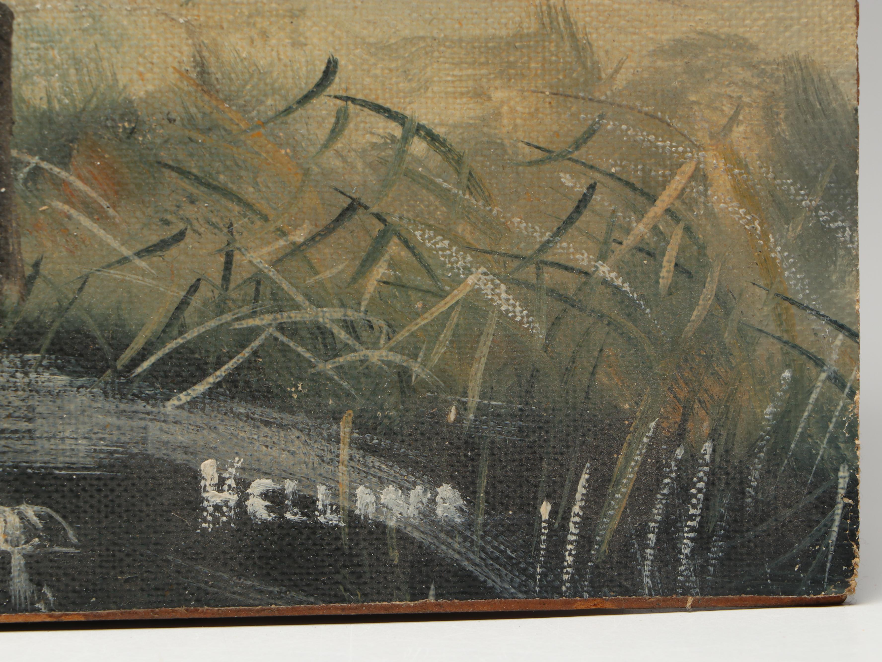 Oil Painting of Country Home with Grain Silo, Circa Early 20th Century