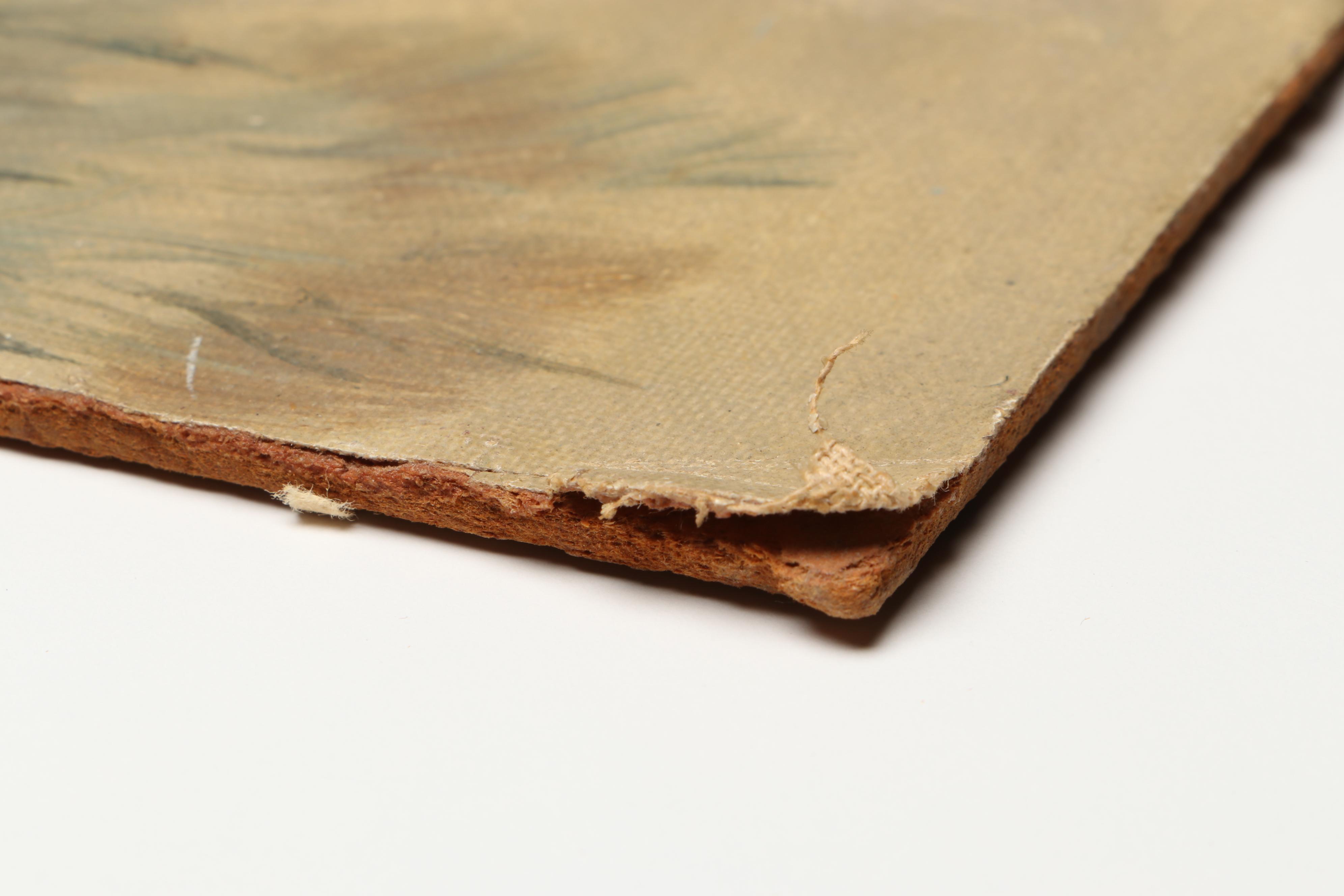 Oil Painting of Country Home with Grain Silo, Circa Early 20th Century