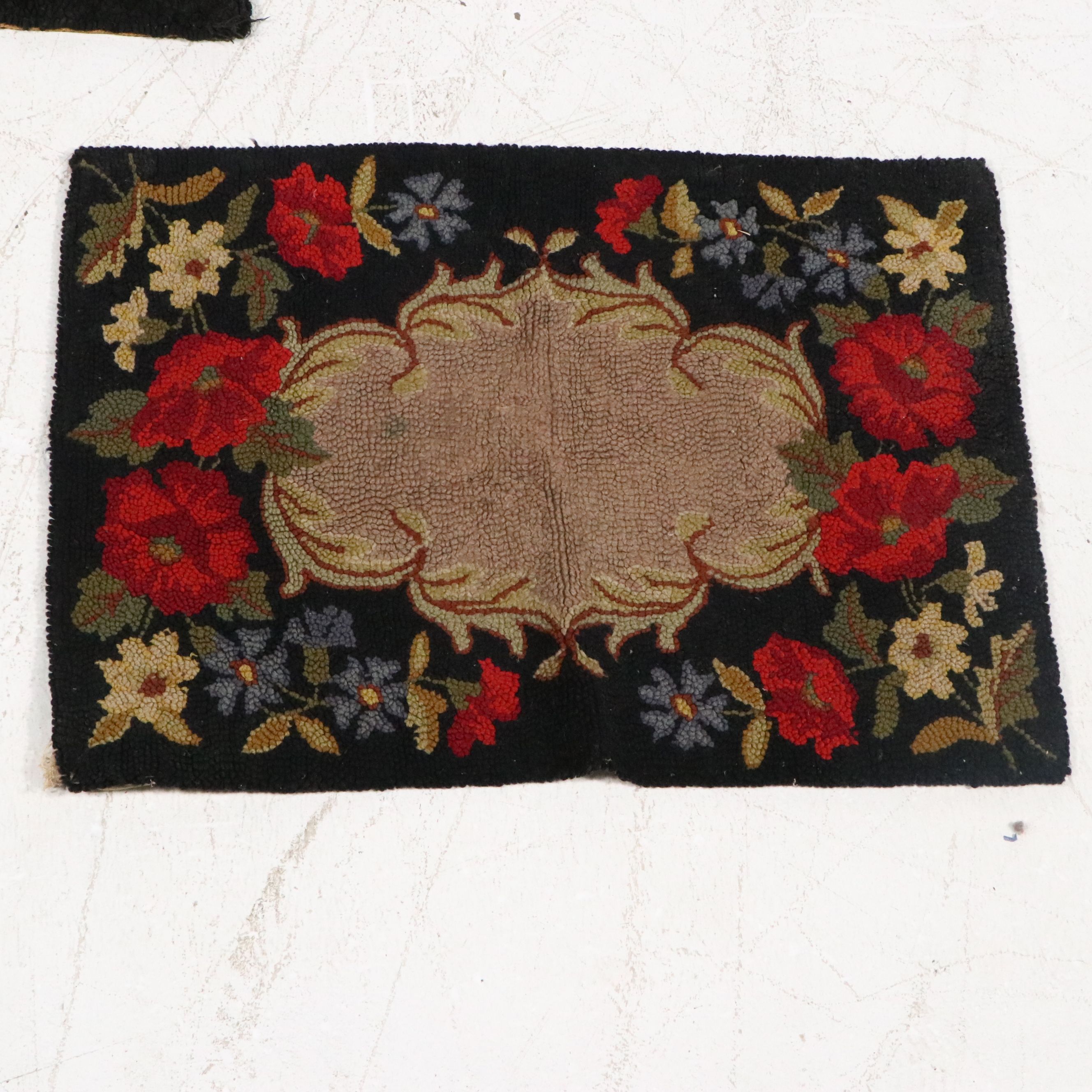 Three Handmade Hooked Accent Rugs