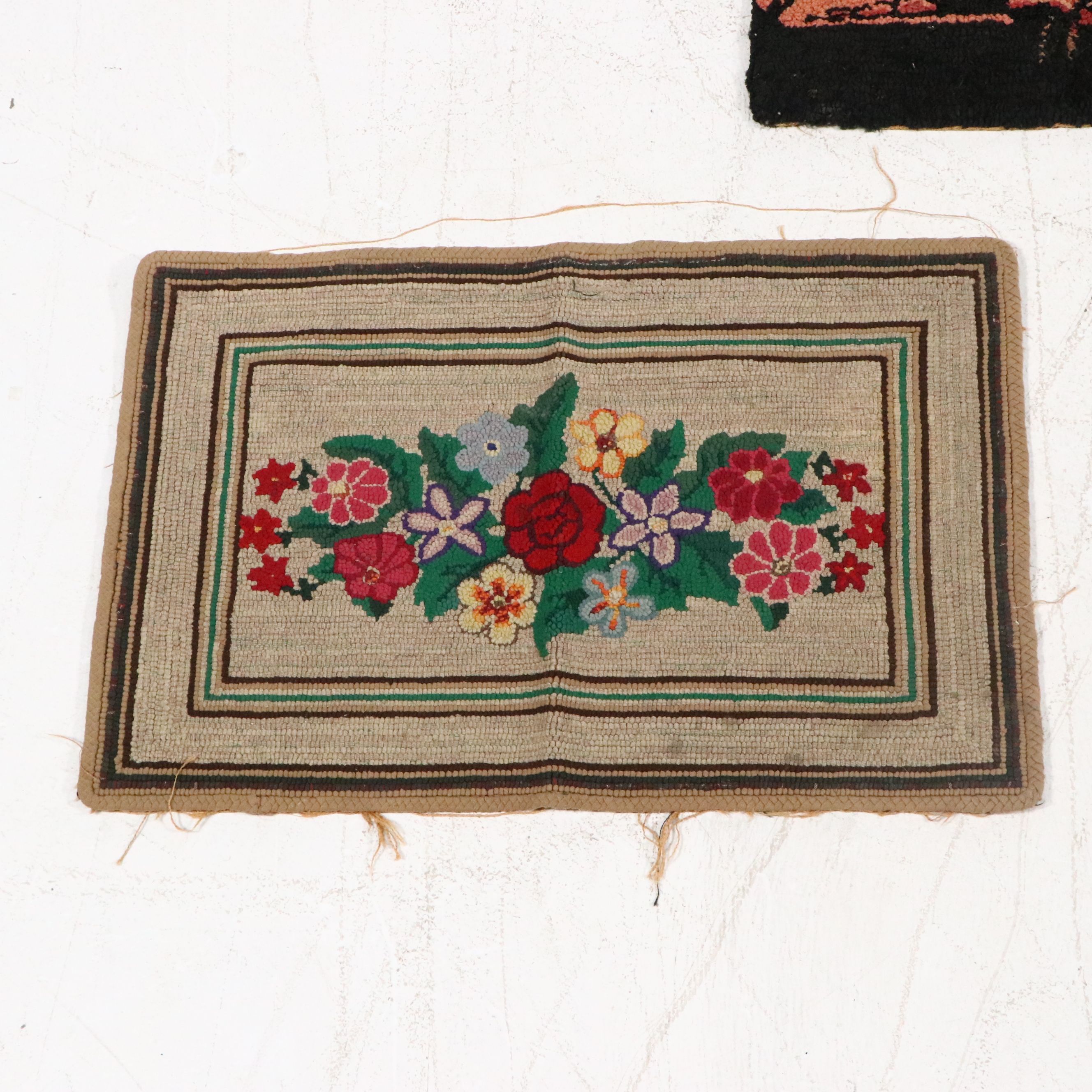 Three Handmade Hooked Accent Rugs