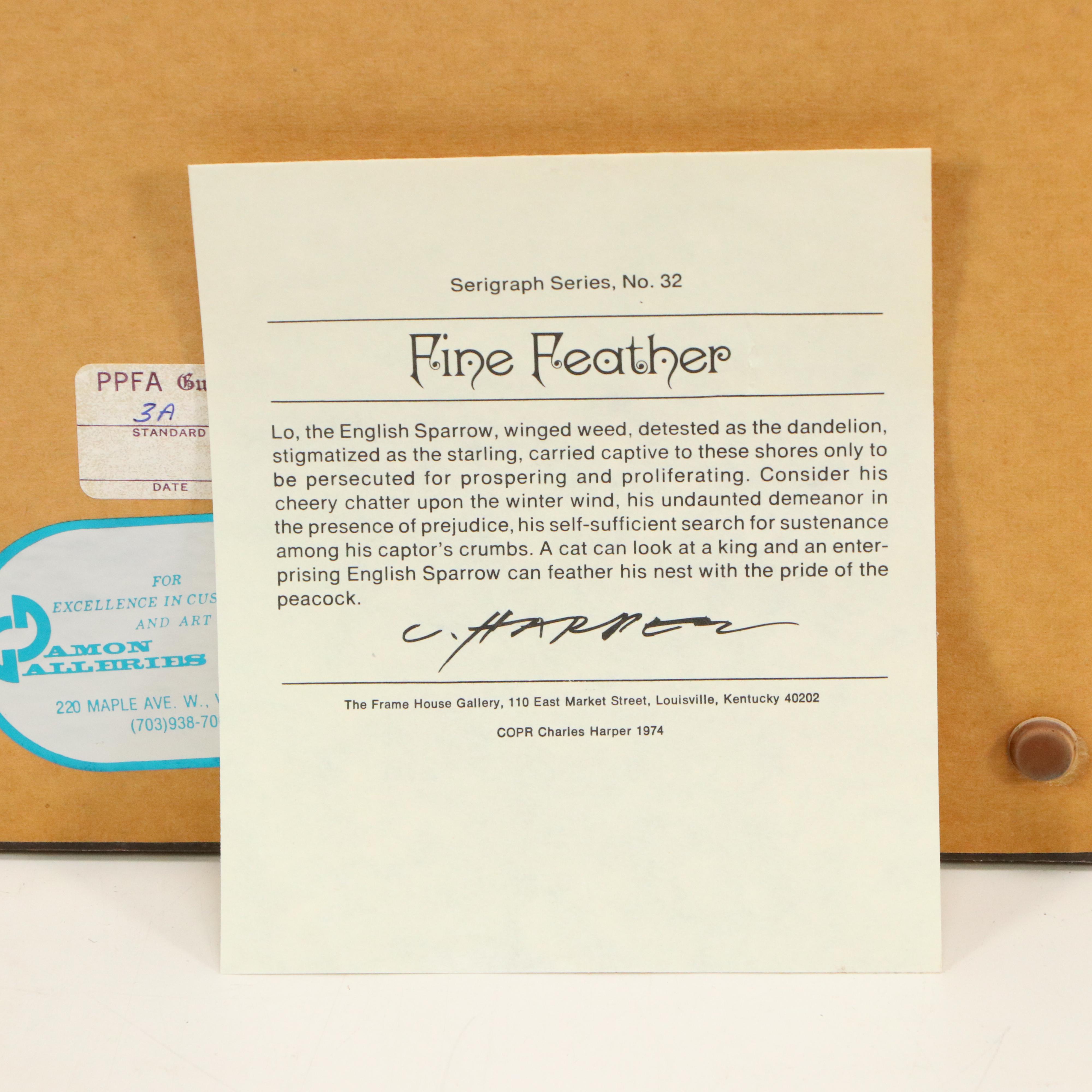 Charley Harper Serigraph "Fine Feather"