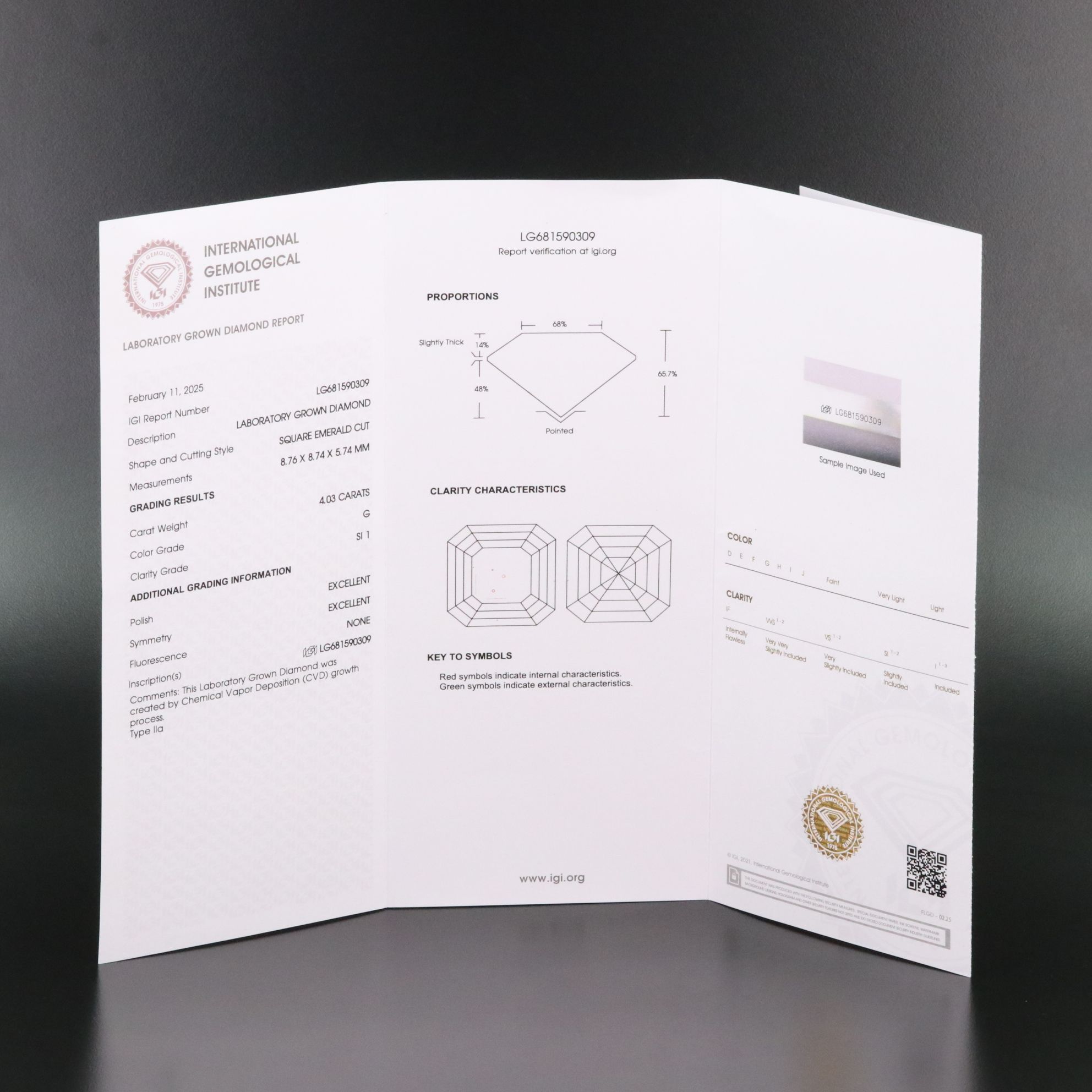 Loose 4.03 CT Lab Grown Diamond with IGI Report