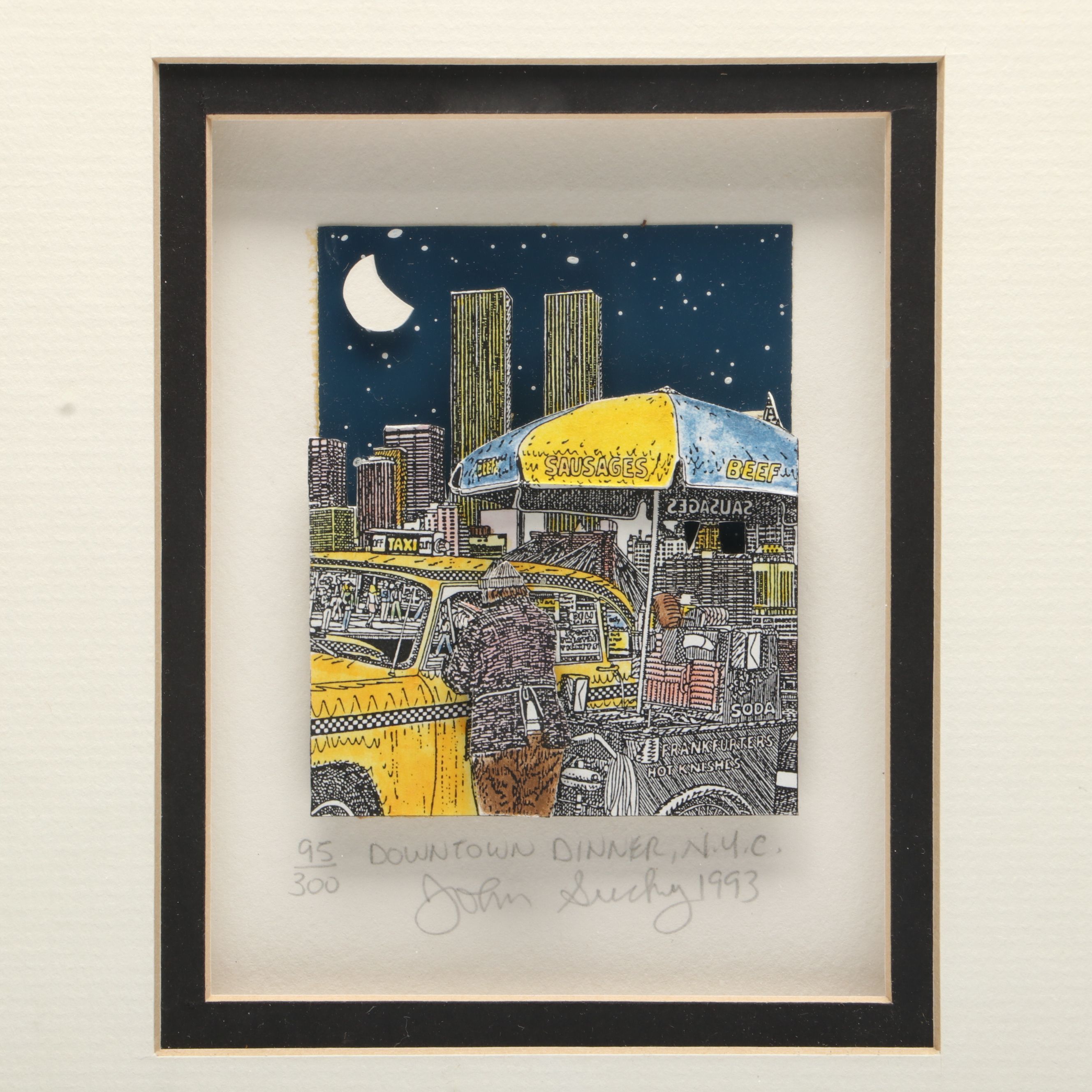 John Suchy 3D Lithograph "Downtown Dinner, NYC," 1993