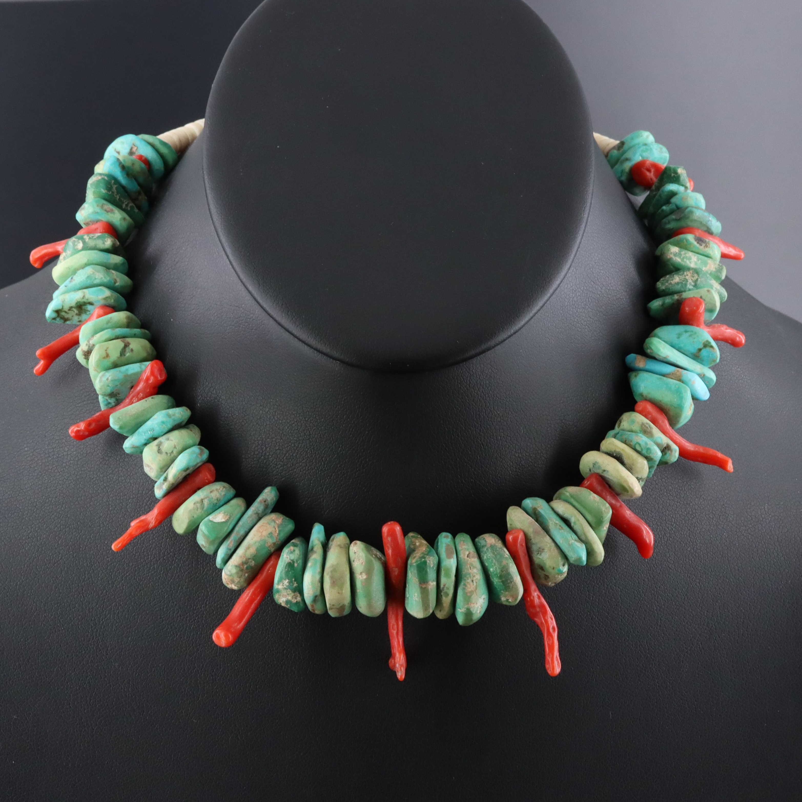 Southwestern Style Turquoise, Coral and Shell Necklace