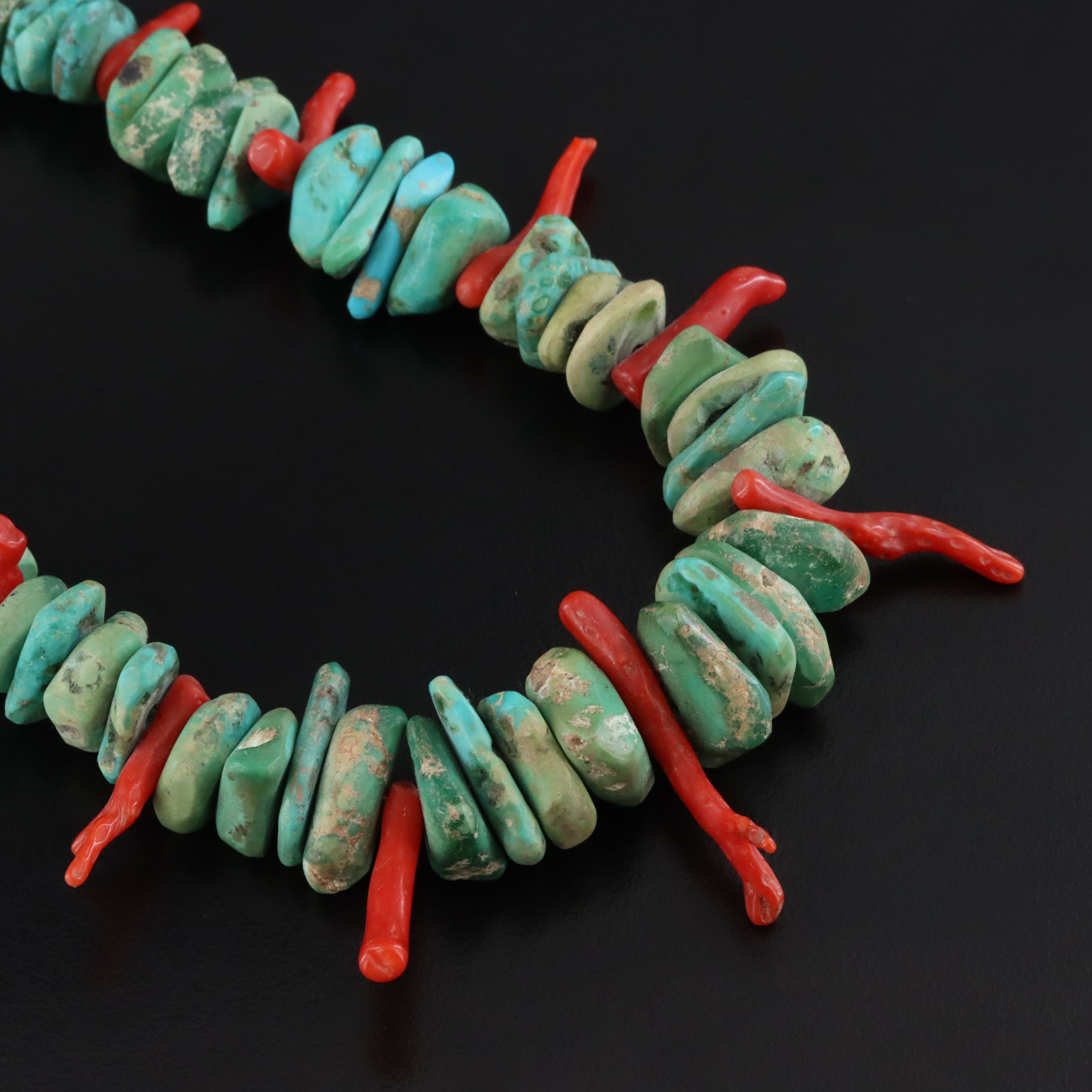 Southwestern Style Turquoise, Coral and Shell Necklace