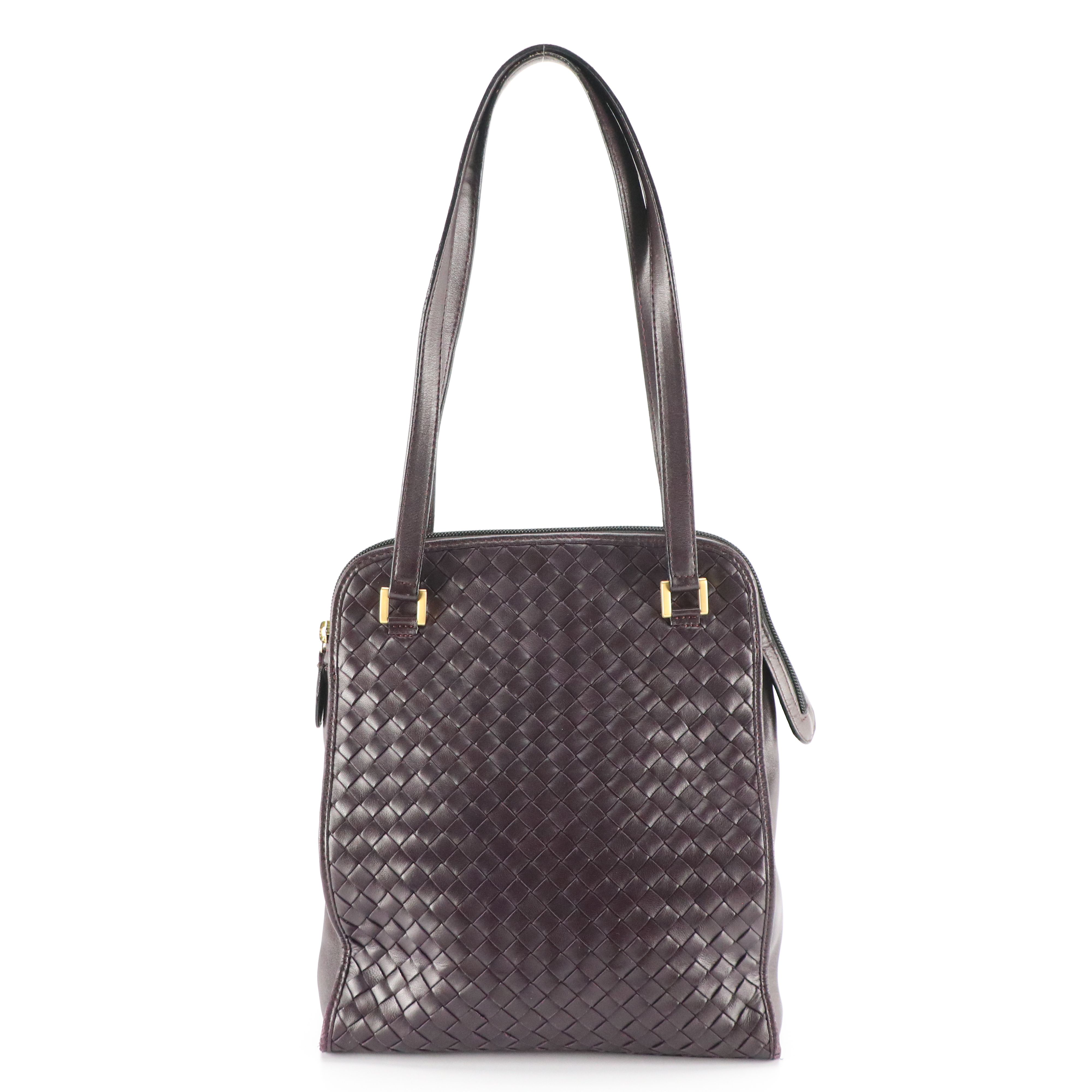 Bottega Veneta Vintage Zip-Around Shoulder Bag in Violet Intrecciato Leather
