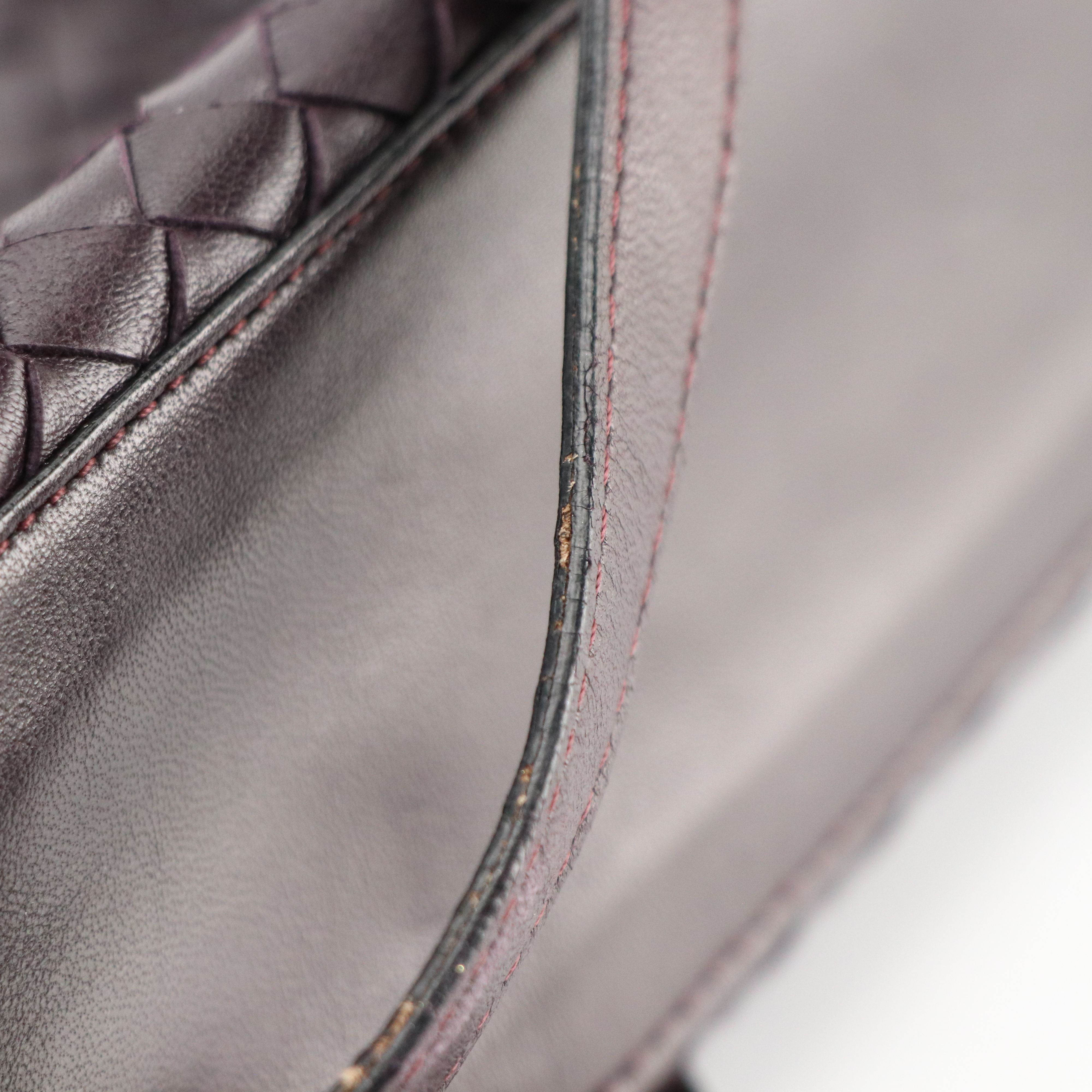 Bottega Veneta Vintage Zip-Around Shoulder Bag in Violet Intrecciato Leather