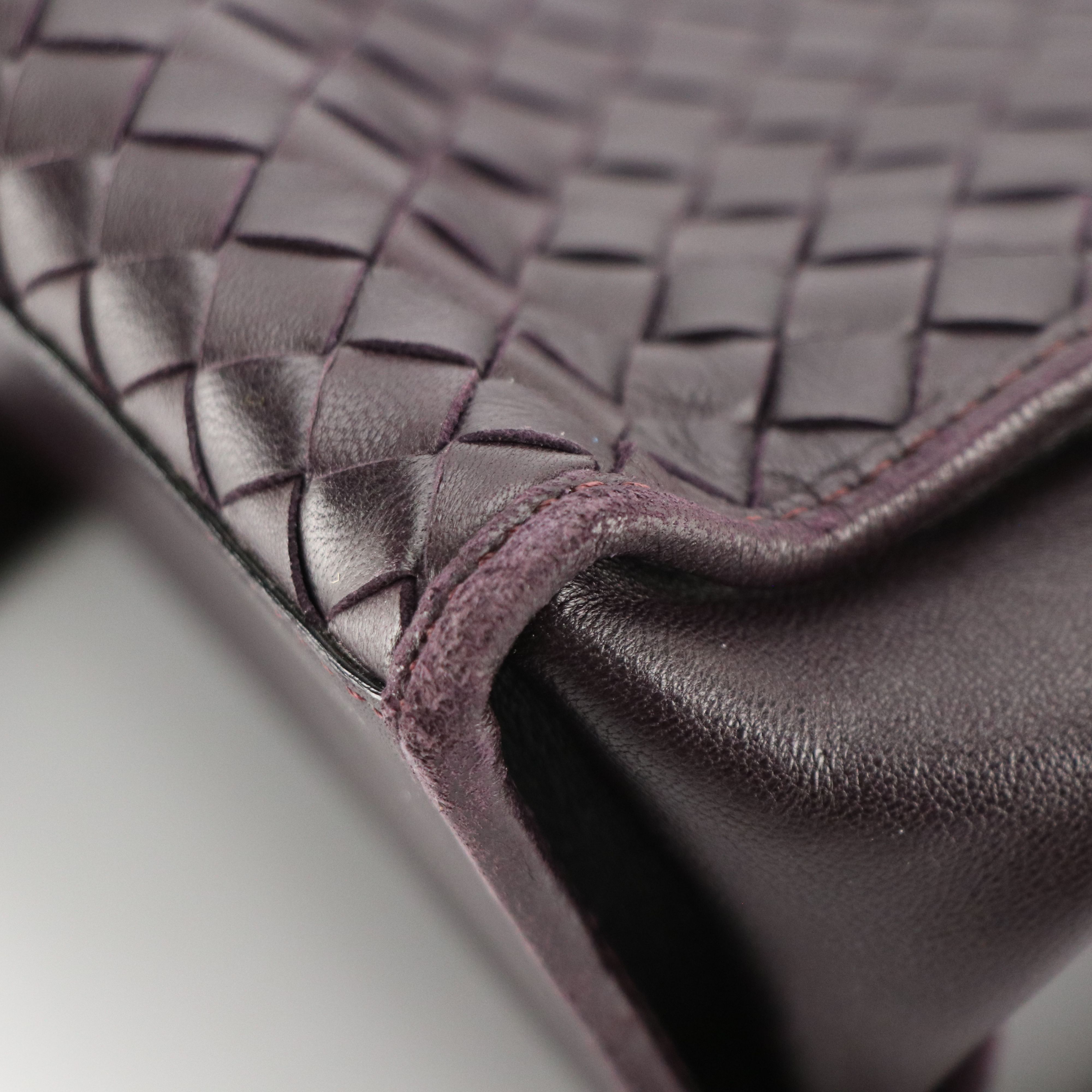 Bottega Veneta Vintage Zip-Around Shoulder Bag in Violet Intrecciato Leather