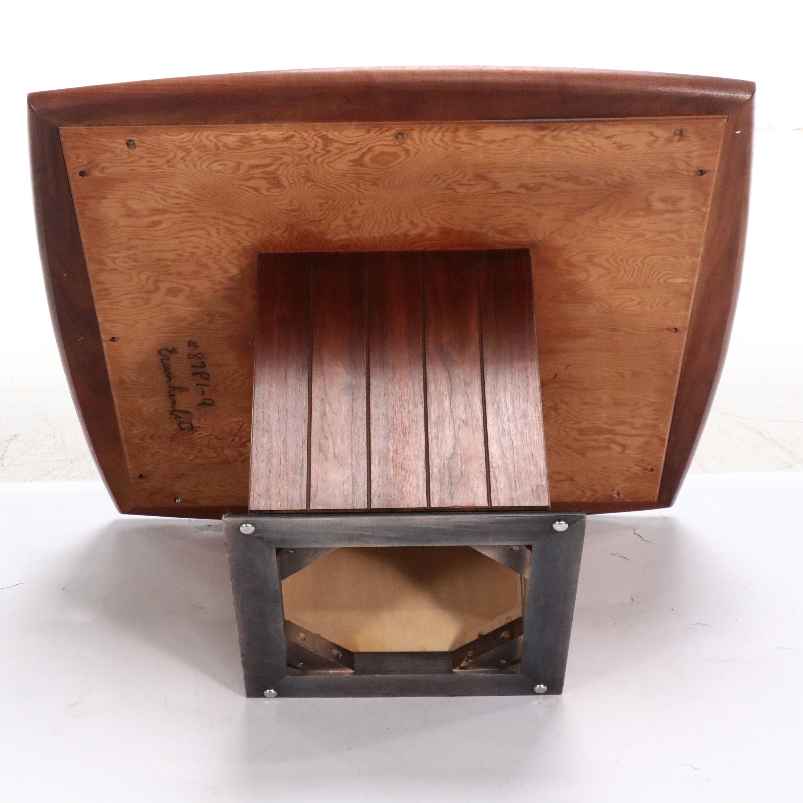 Erwin Lambeth Postmodern Style Wooden Pedestal Table