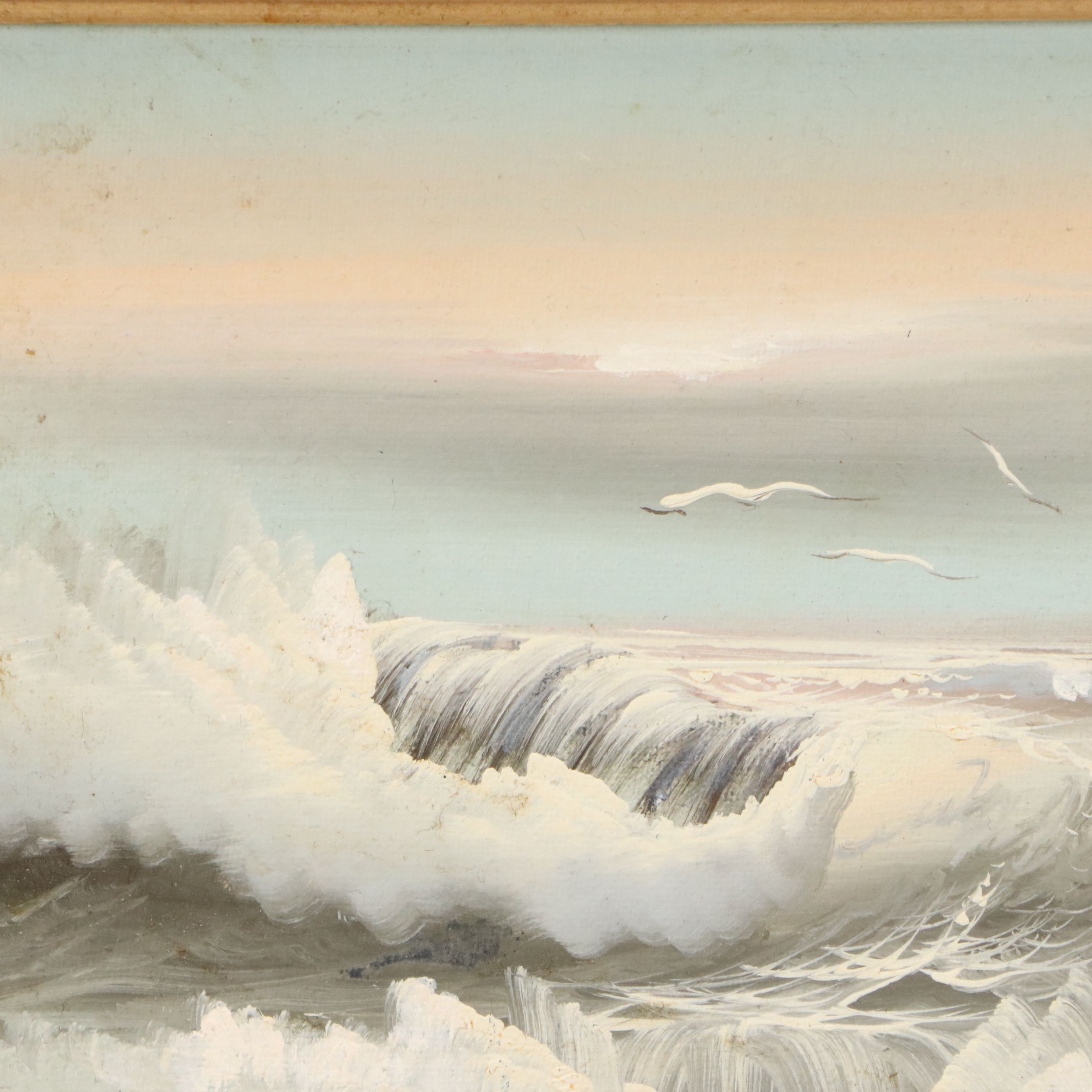 Acrylic Painting of Crashing Waves, Late 20th Century