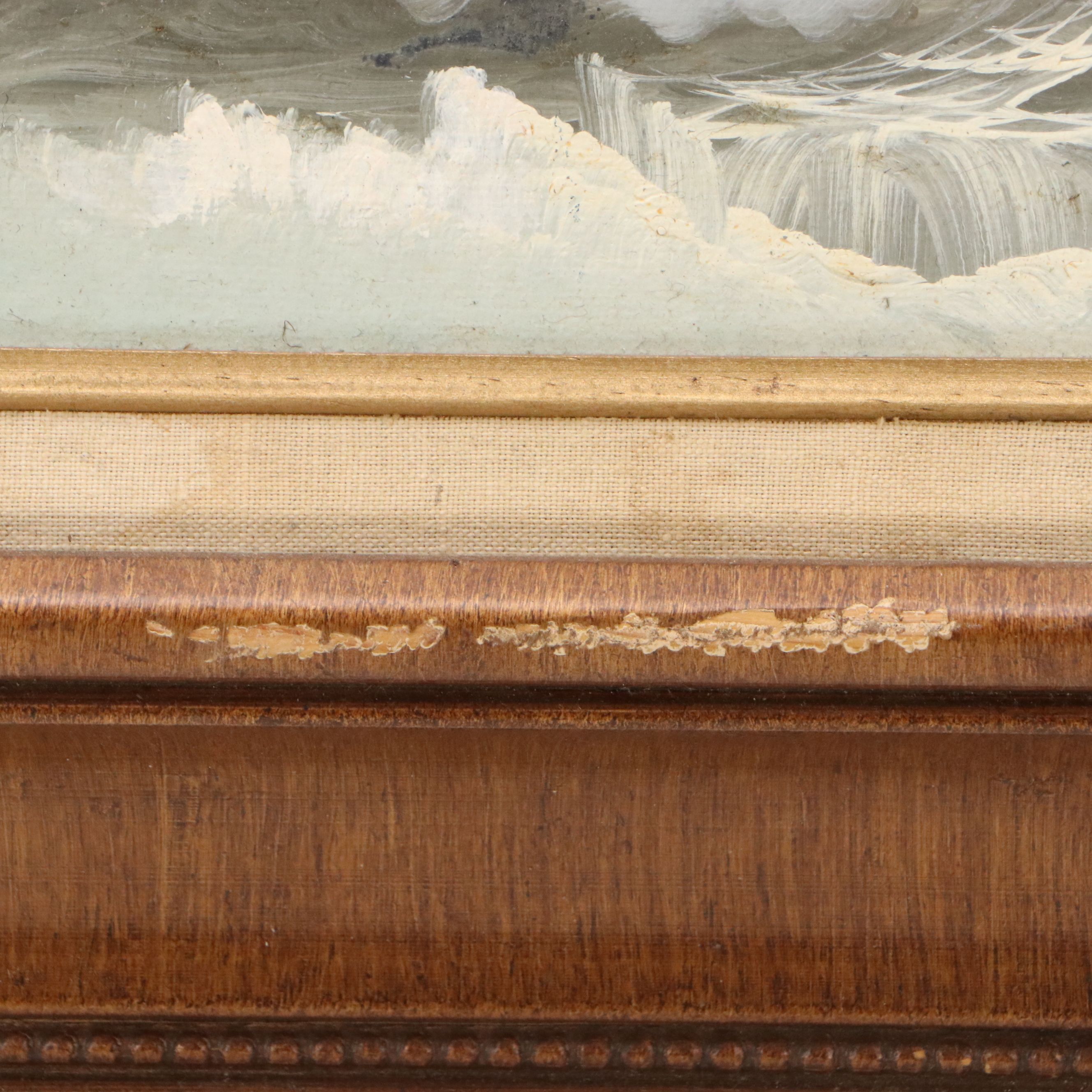 Acrylic Painting of Crashing Waves, Late 20th Century