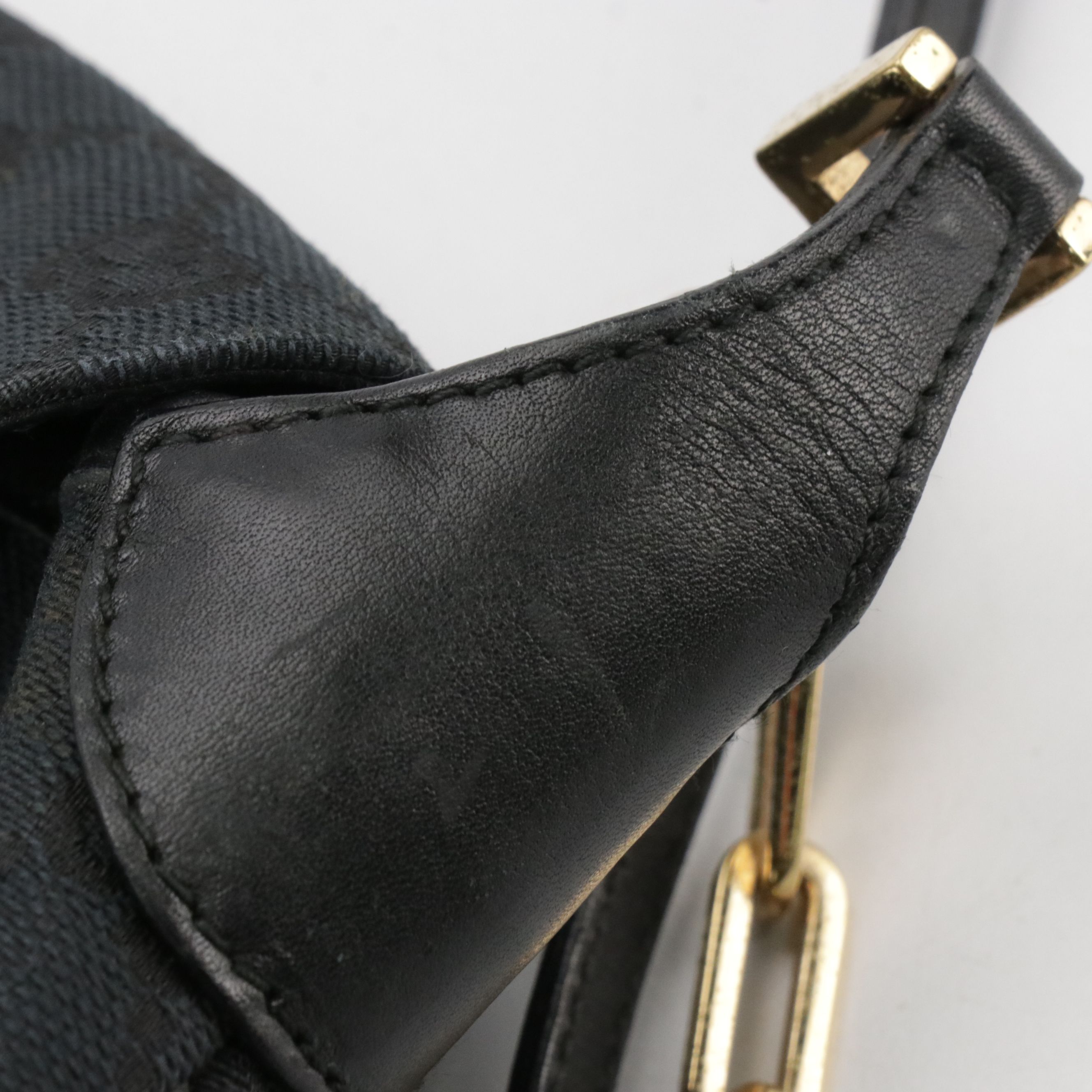 Gucci Tiger Charm Front-Flap Crossbody Bag in Black GG Canvas and Leather Trim