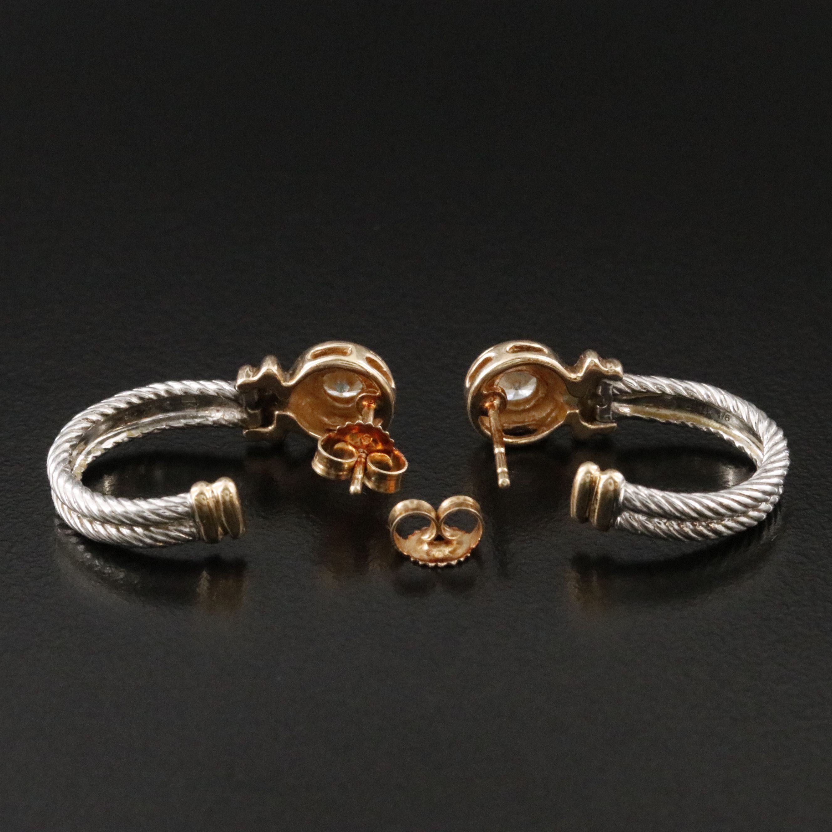 14K Two-Tone 0.35 CTW Diamond Half Hoop Earrings