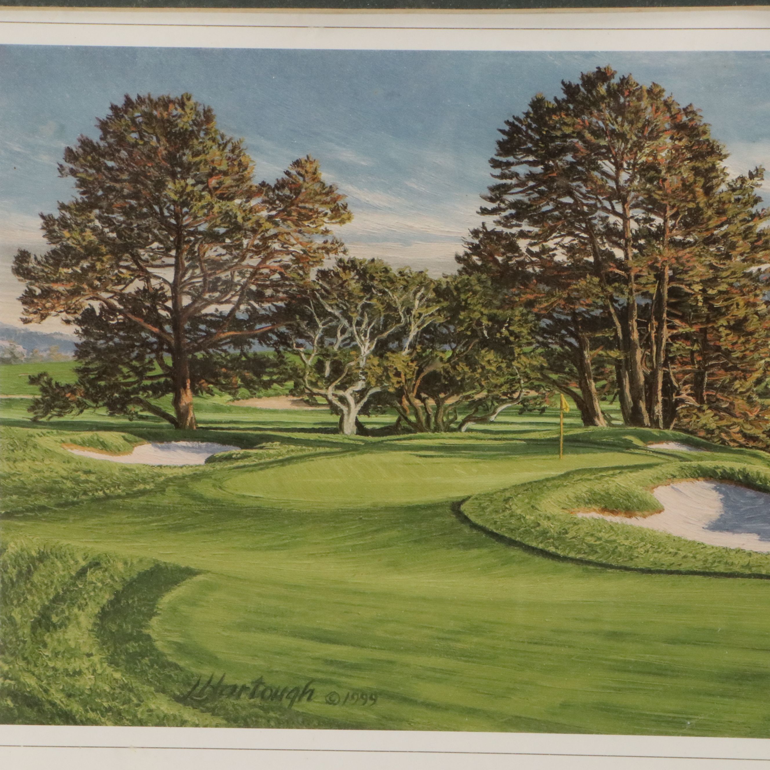 Linda Hartough Offset Lithograph "The 5th Hole", and U.S. Open Scorecard, 2000
