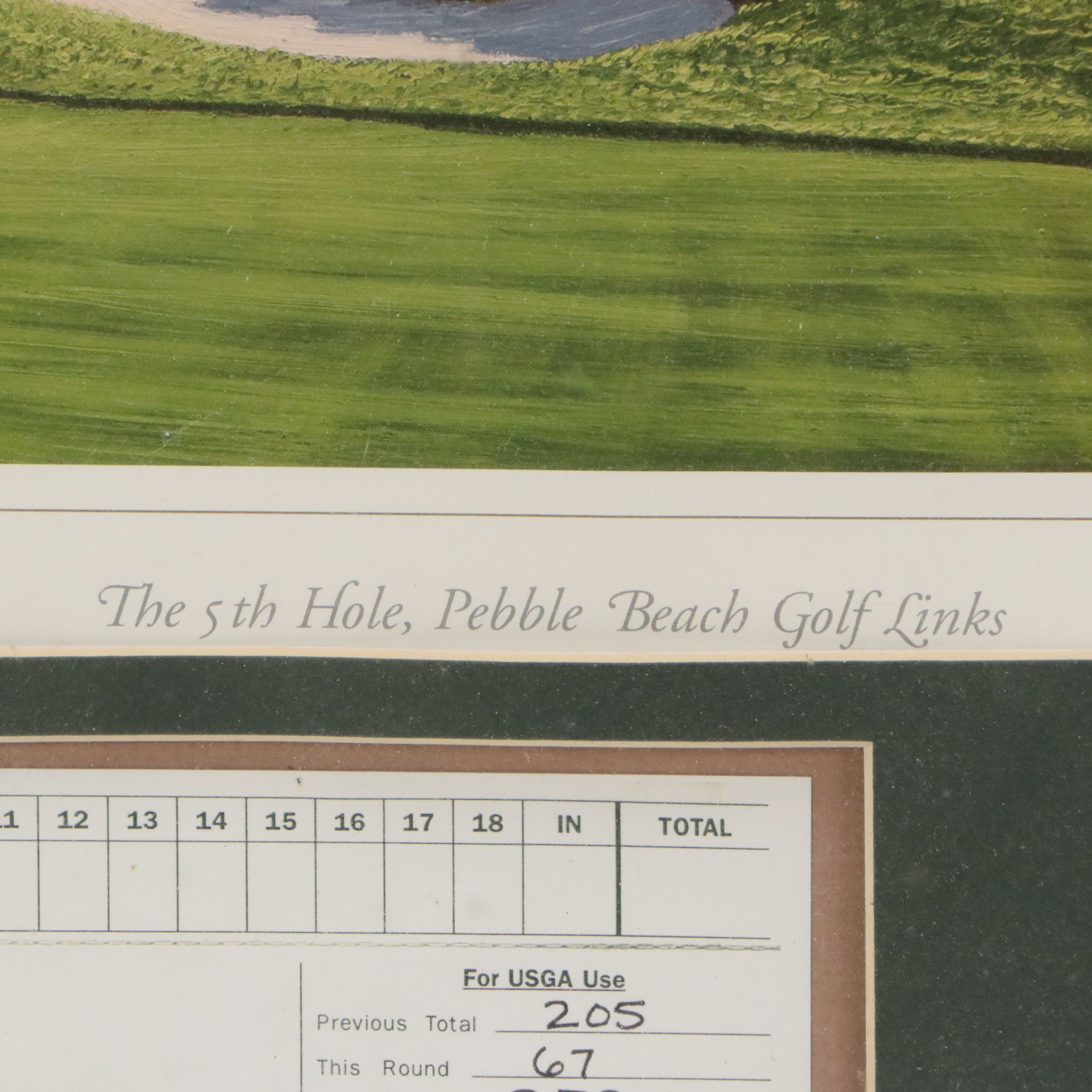Linda Hartough Offset Lithograph "The 5th Hole", and U.S. Open Scorecard, 2000