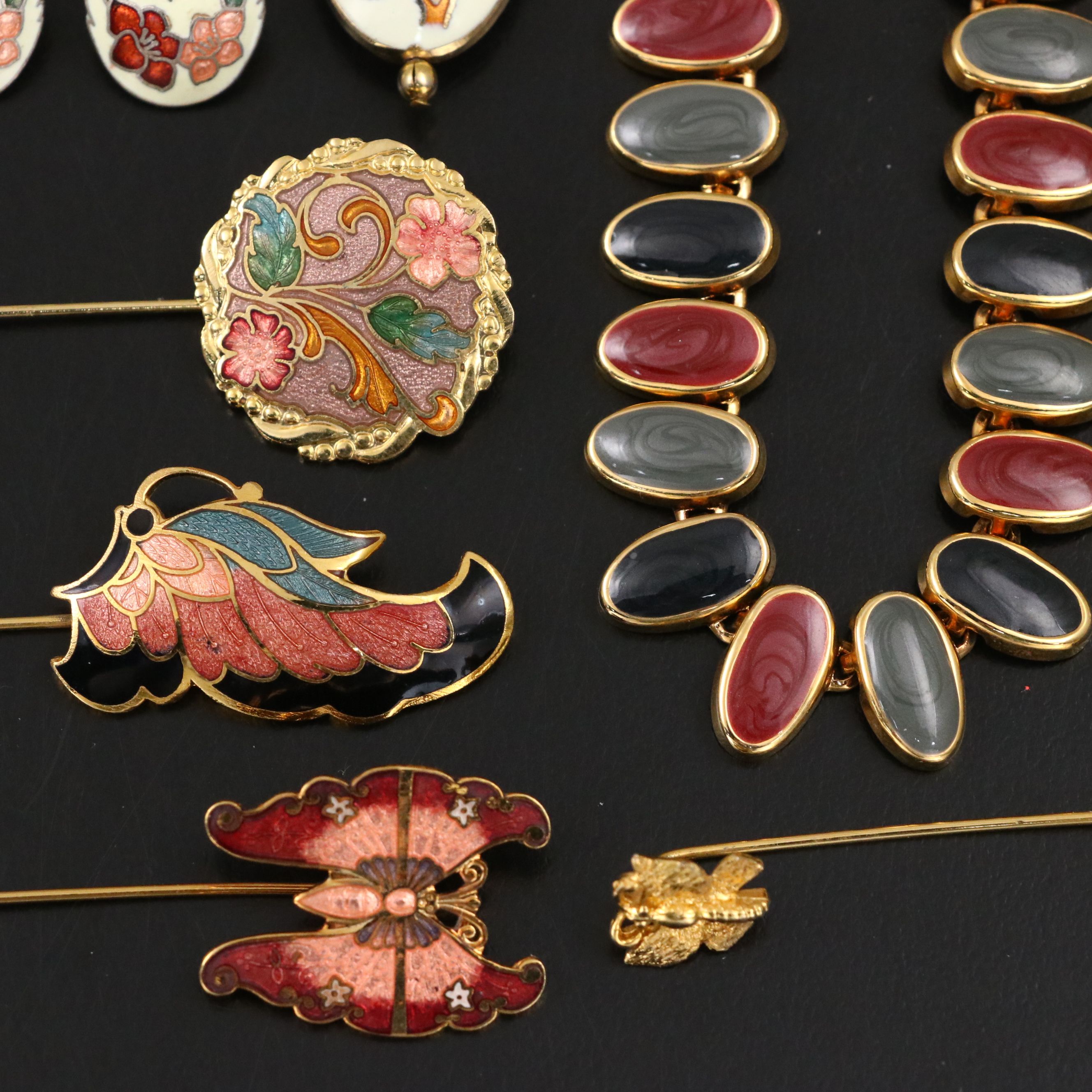Cloisonné and Porcelain Featured in Vintage Jewelry