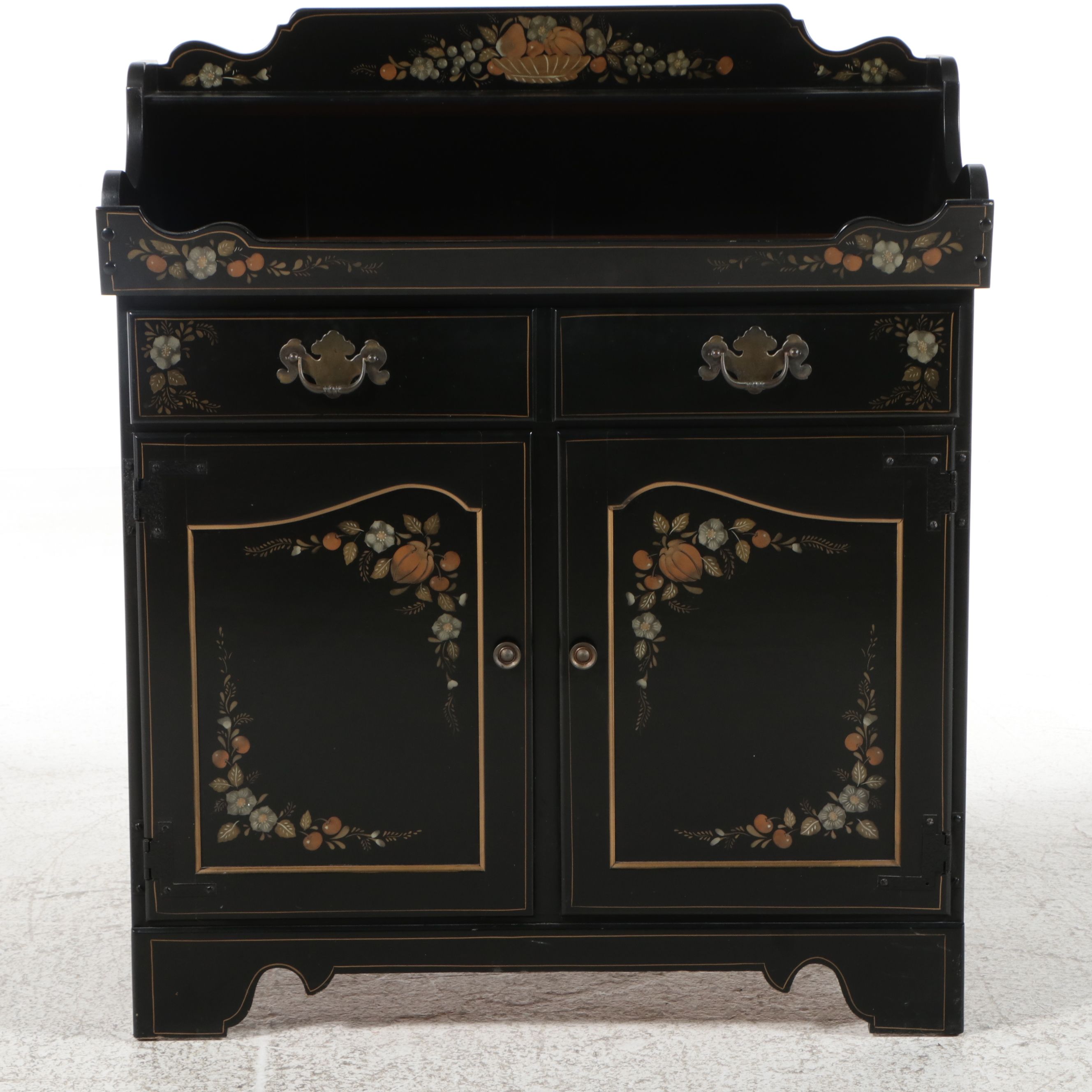 Ethan Allen Colonial Style Painted and Stencil-Decorated Dry Sink