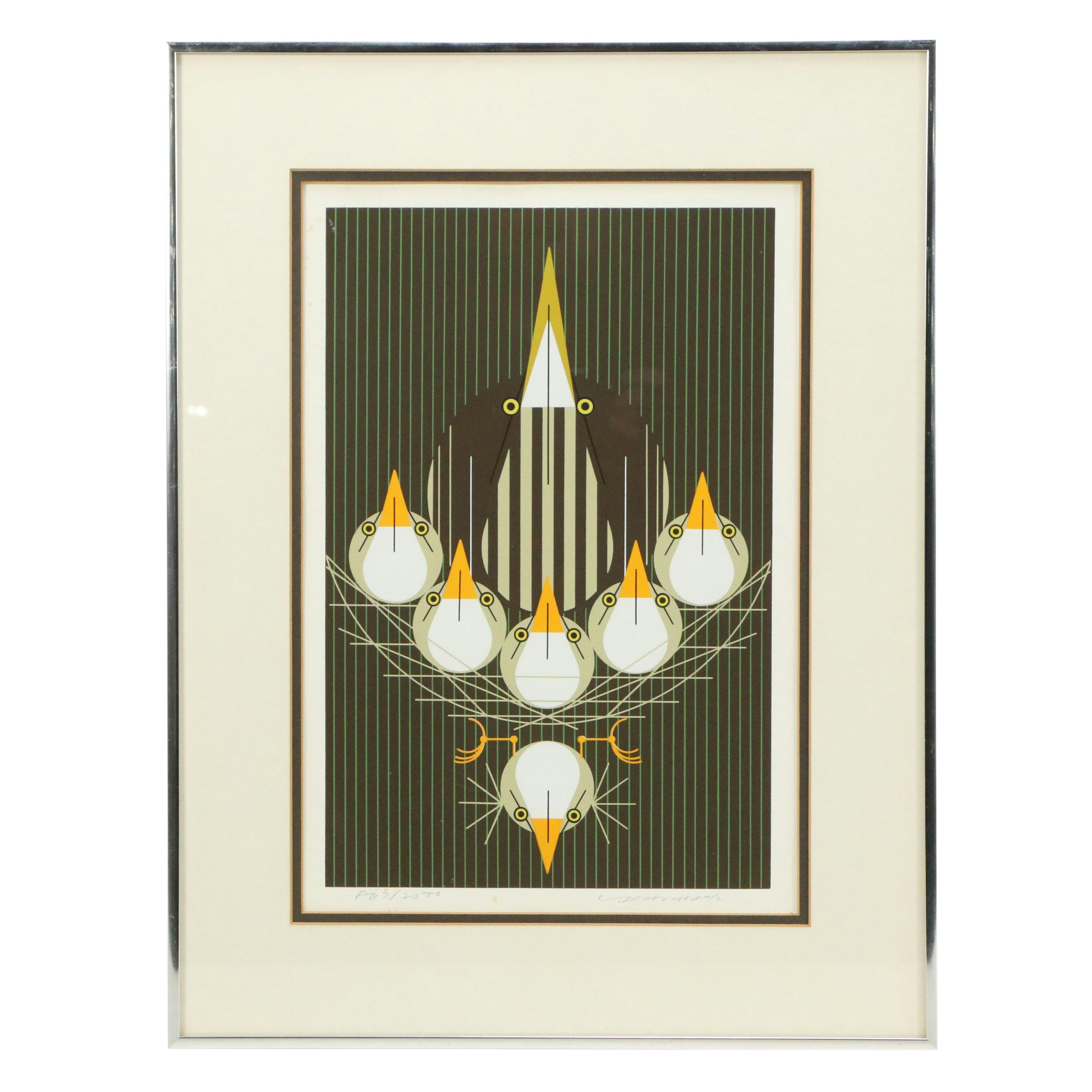 Charley Harper Limited Edition Serigraph Print "Bittern Suite," 1978