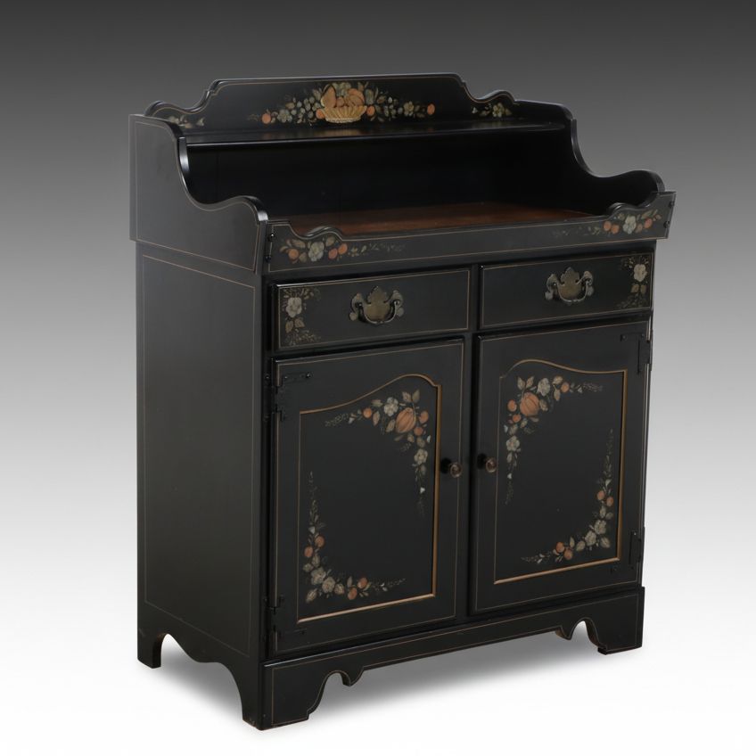 Ethan Allen Colonial Style Painted and Stencil-Decorated Dry Sink