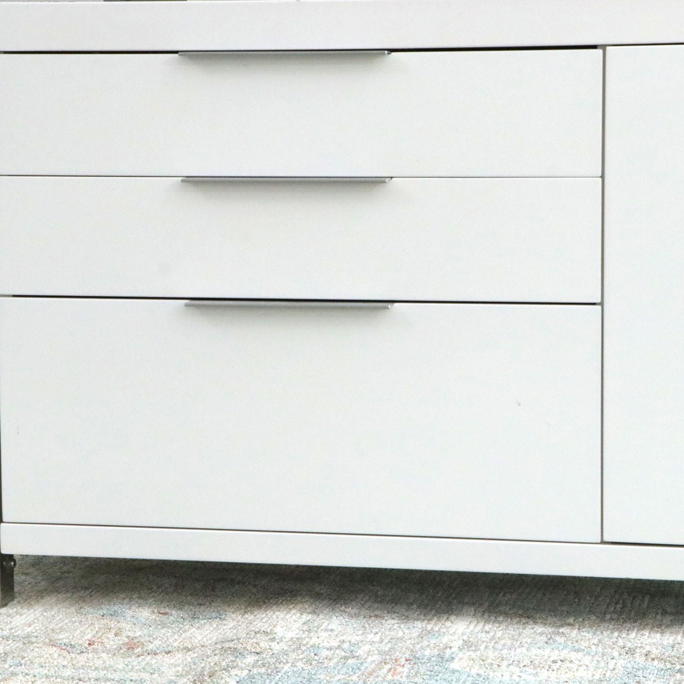 Moe’s Home Collection "Neo" White Lacquered Sideboard with Stainless Steel Frame