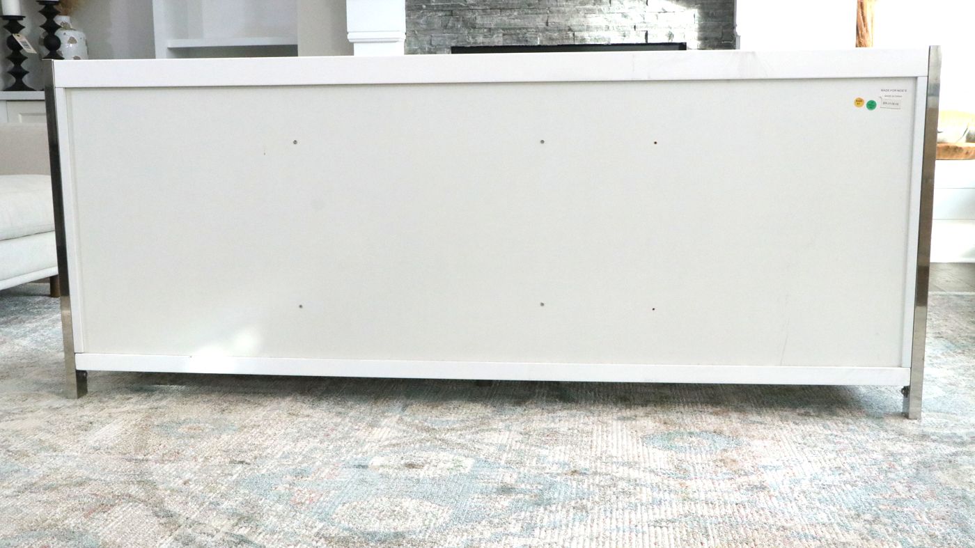 Moe’s Home Collection "Neo" White Lacquered Sideboard with Stainless Steel Frame