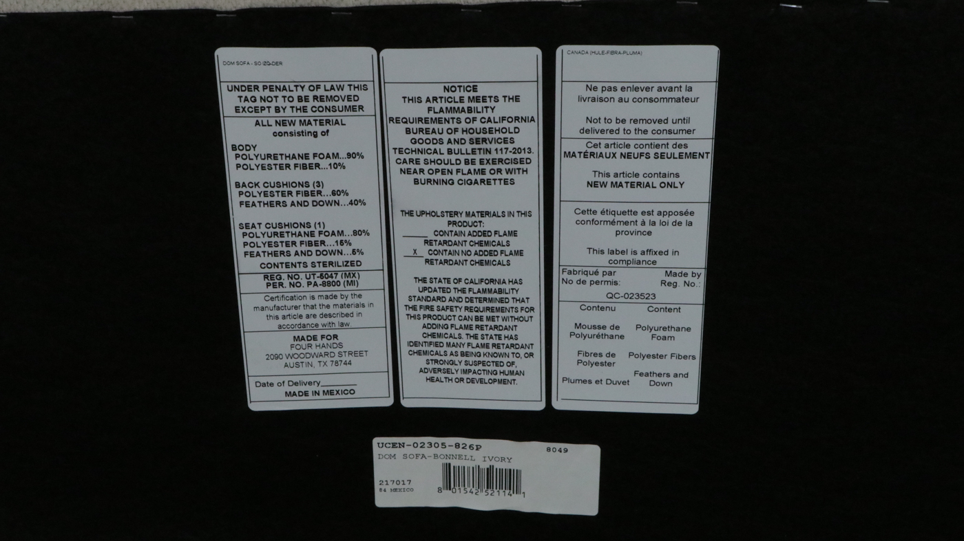 Contemporary Modern Four Hands "Dom" Sofa in Bonnell Ivory