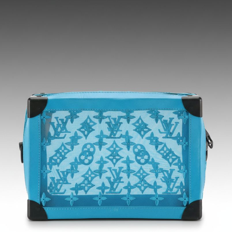 Louis Vuitton Trunk Crossbody Bag in Blue See-Through Monogram Mesh and Leather