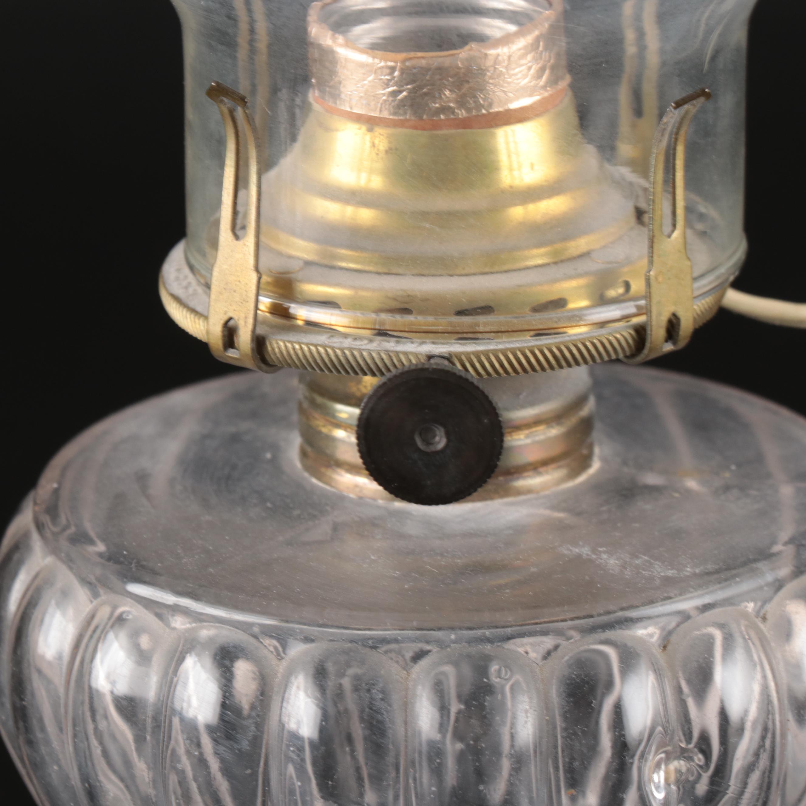 Pair of EAPG Oil Lamps with French Adapters, Converted Mid-20th Century