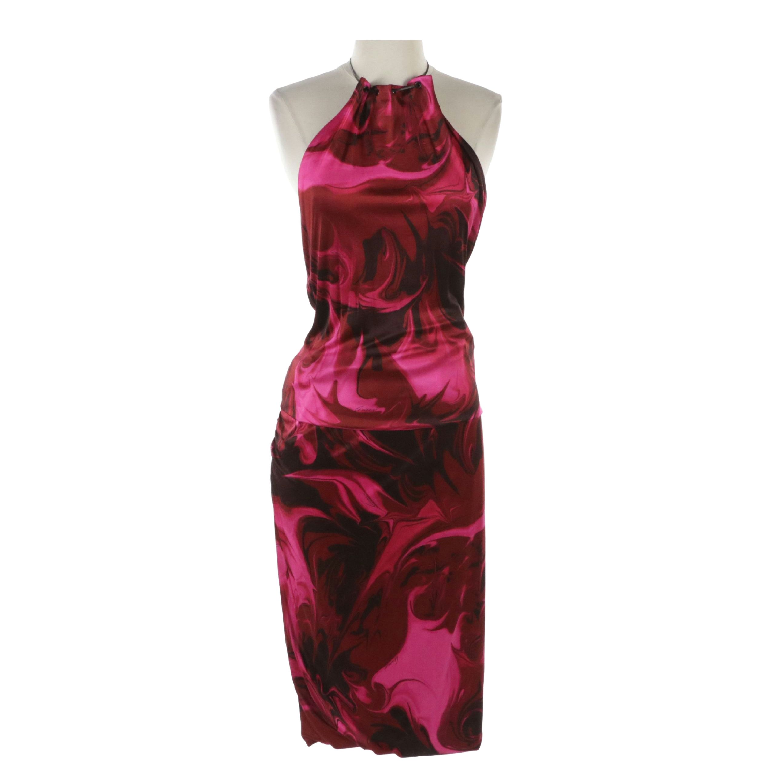 Gucci Two-Piece Halter and Ruched Skirt Set with Tags