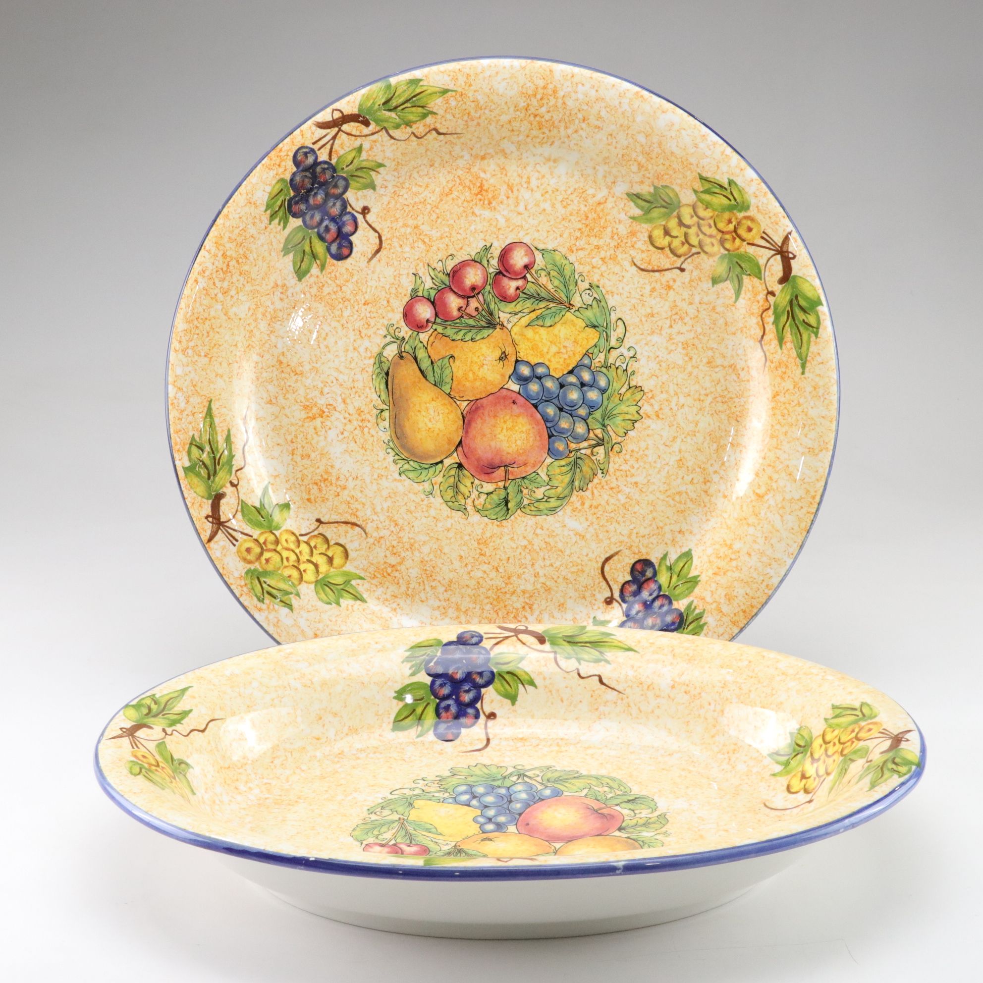 VARM Ceramica Italian Ceramic Serving Bowl and Round Tray