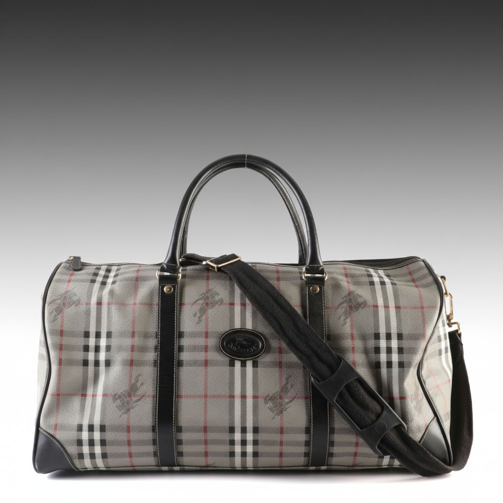 Burberrys Nova Check PVC Boston Bag