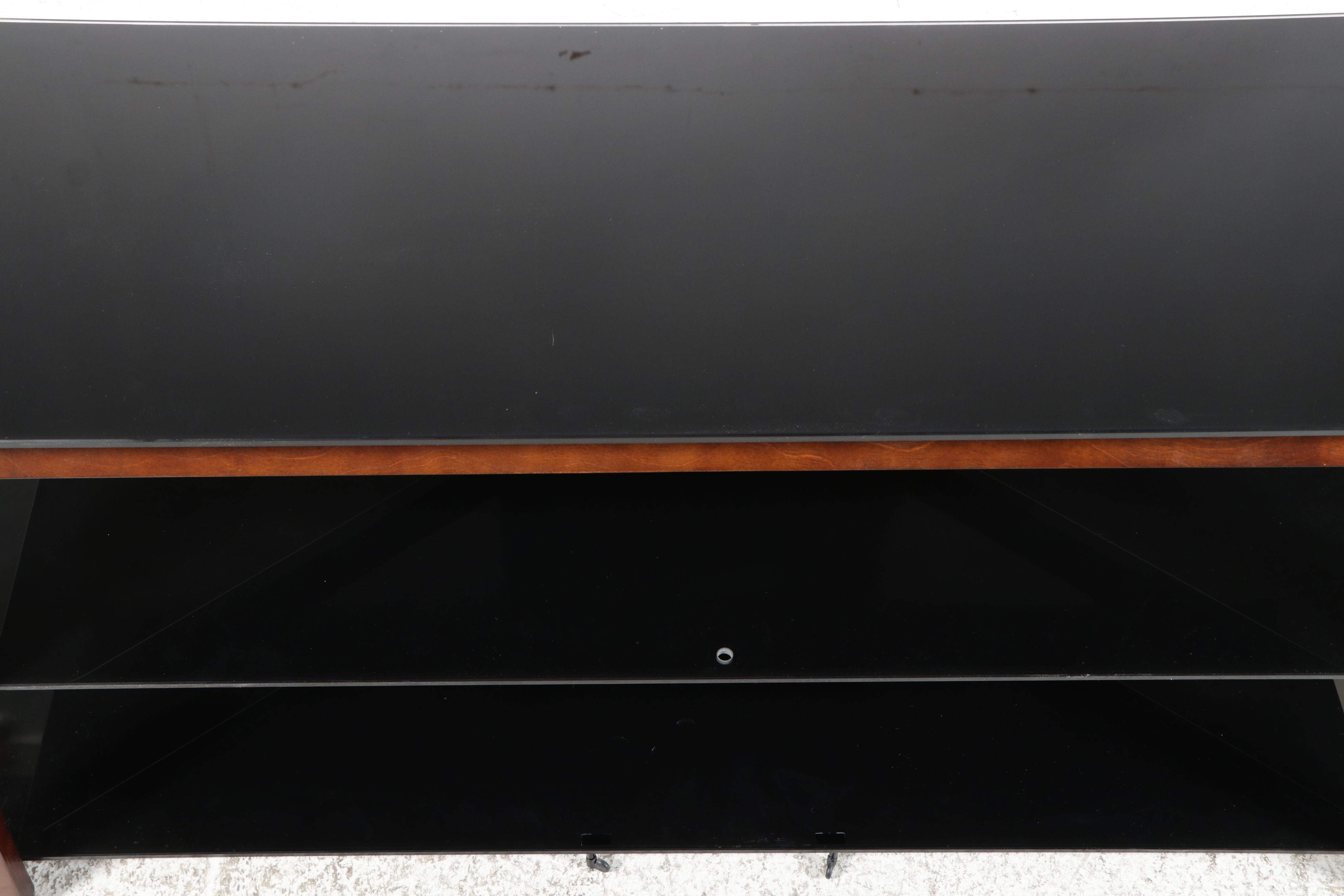 Contemporary Three-Tier Glass and Wood Veneer Media Console