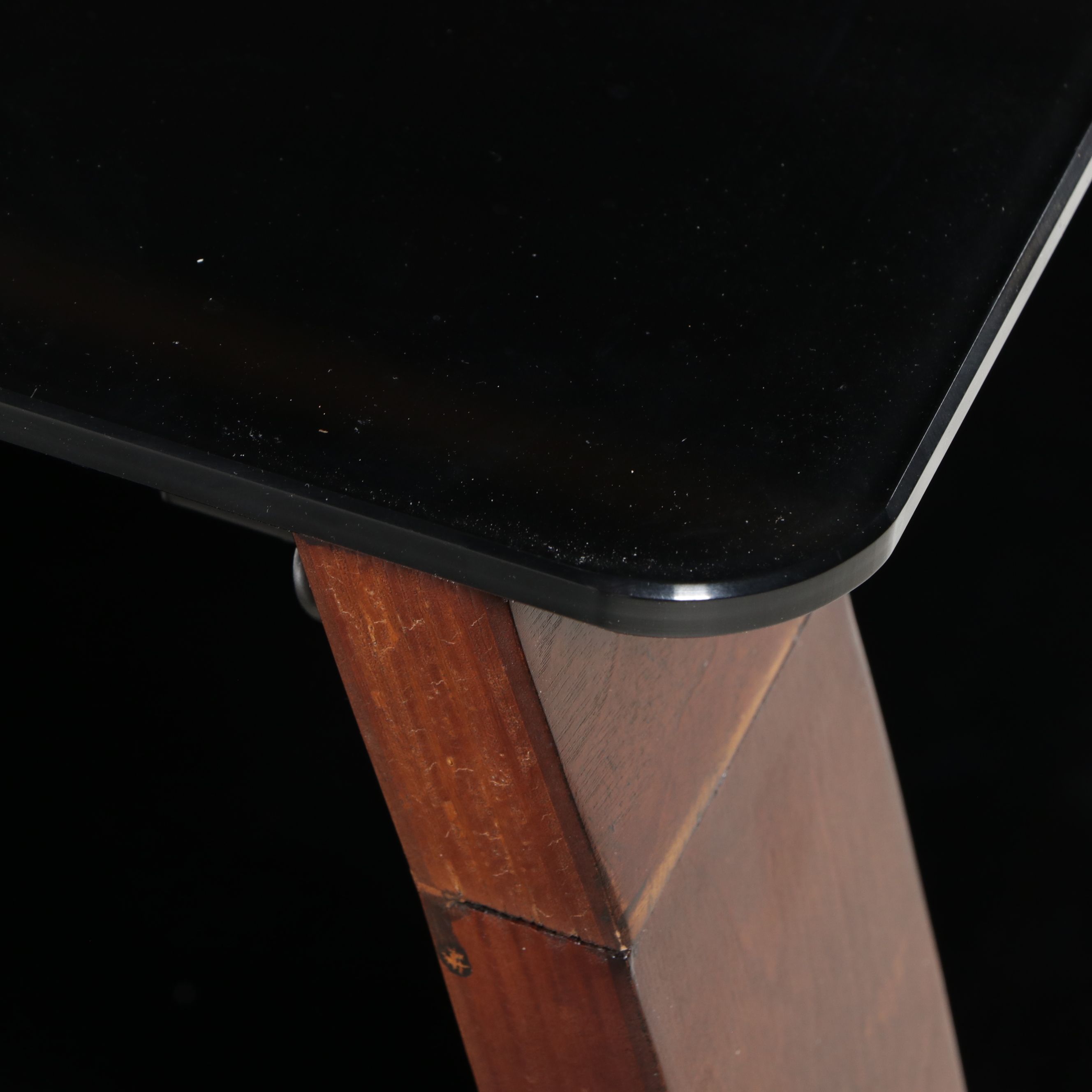 Contemporary Three-Tier Glass and Wood Veneer Media Console