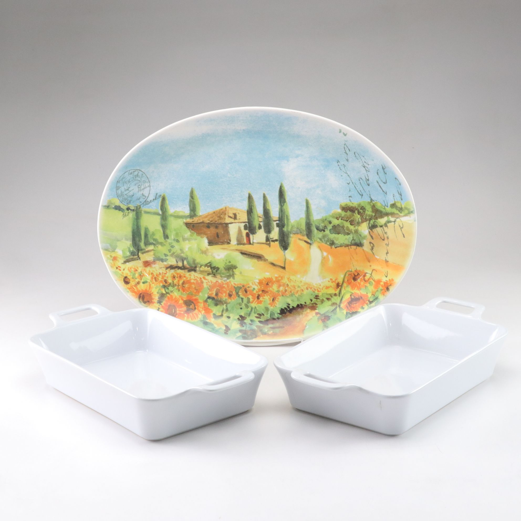Two Dash of That Ceramic Casserole Dishes and a Ceramisia Platter