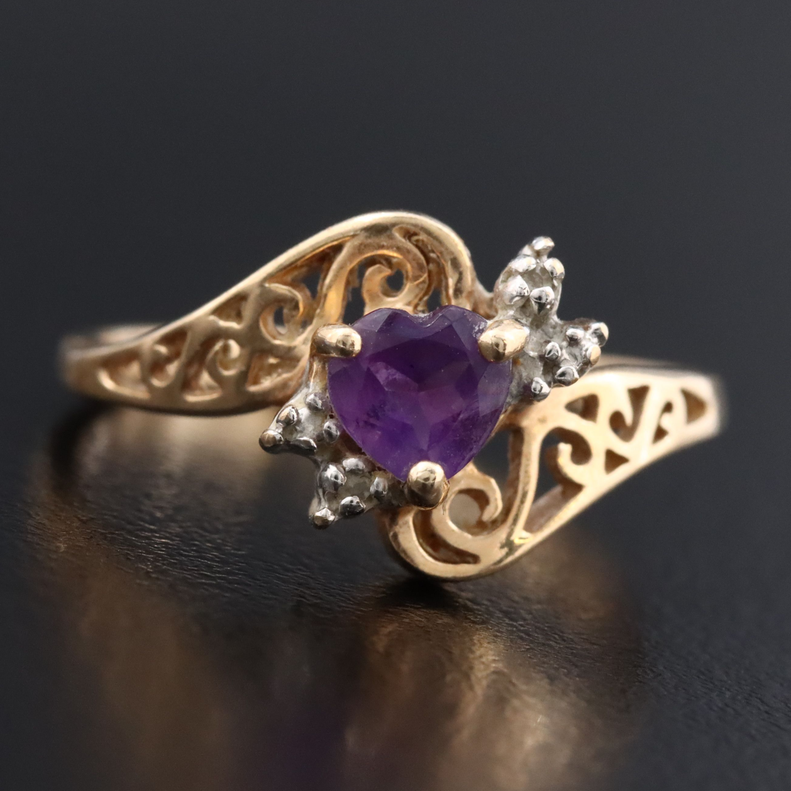 10K Amethyst and Diamond Ring