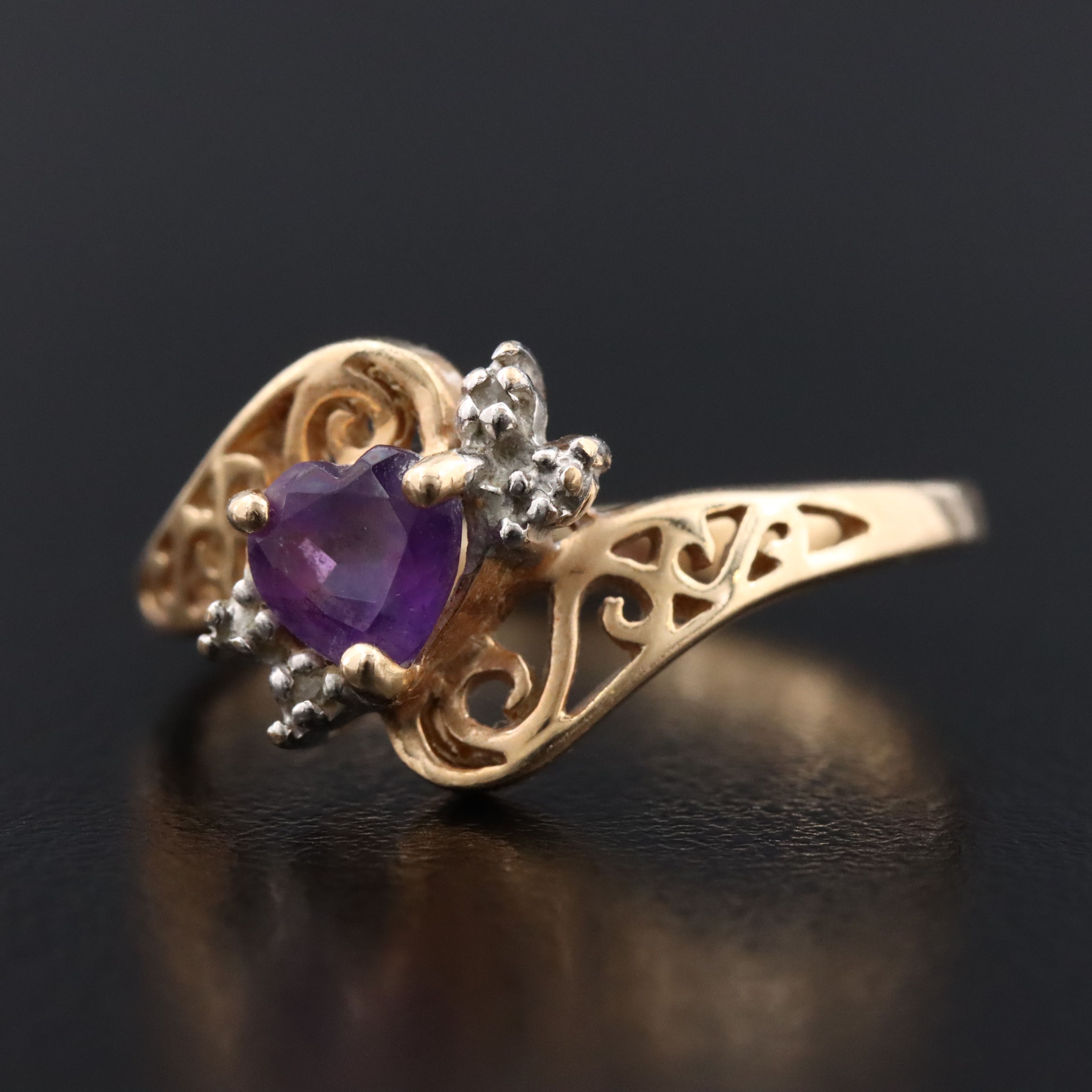 10K Amethyst and Diamond Ring