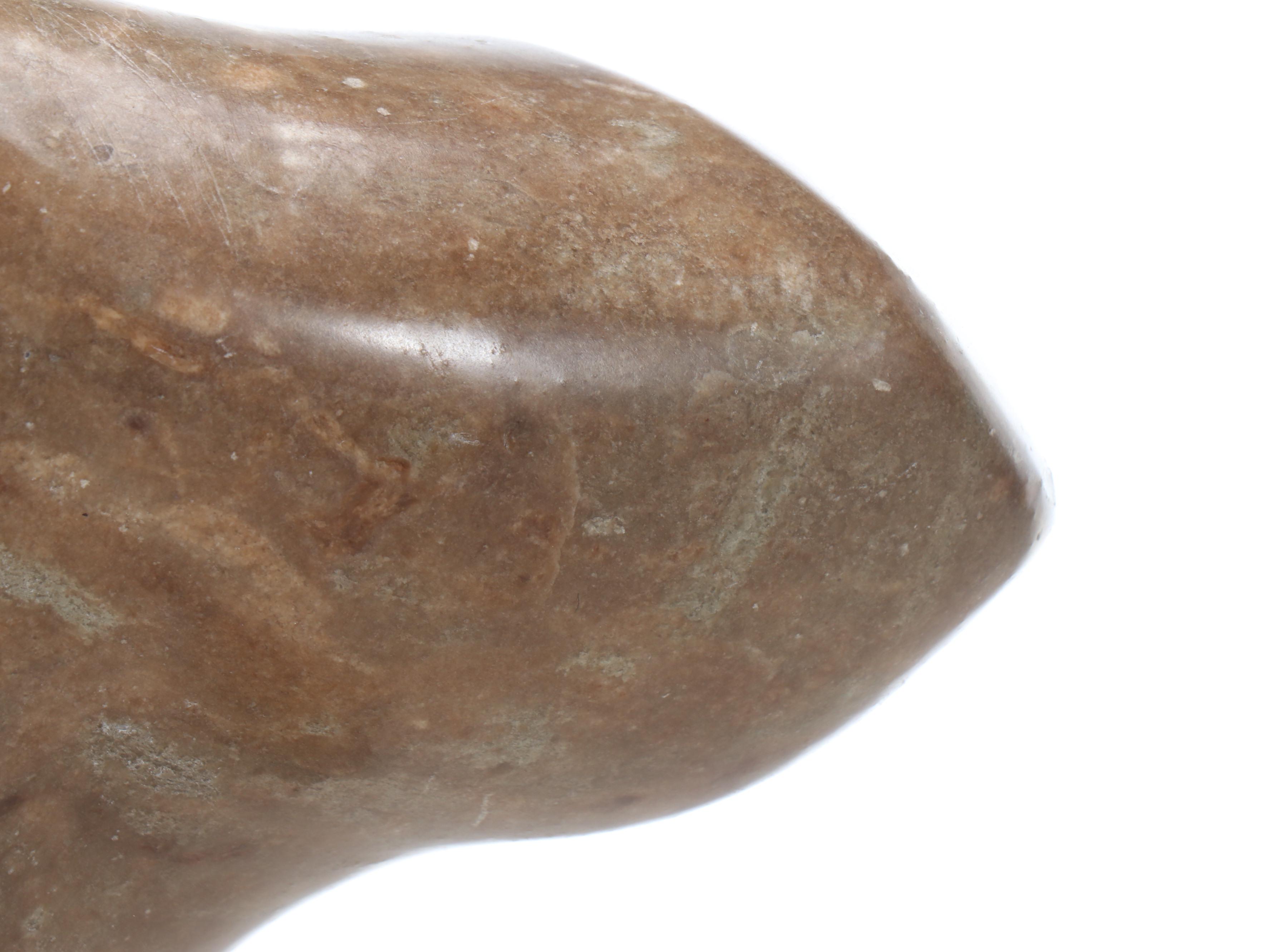 Hyam Myer Figural Carved Marble Sculpture on Wooden Base, Mid-20th Century