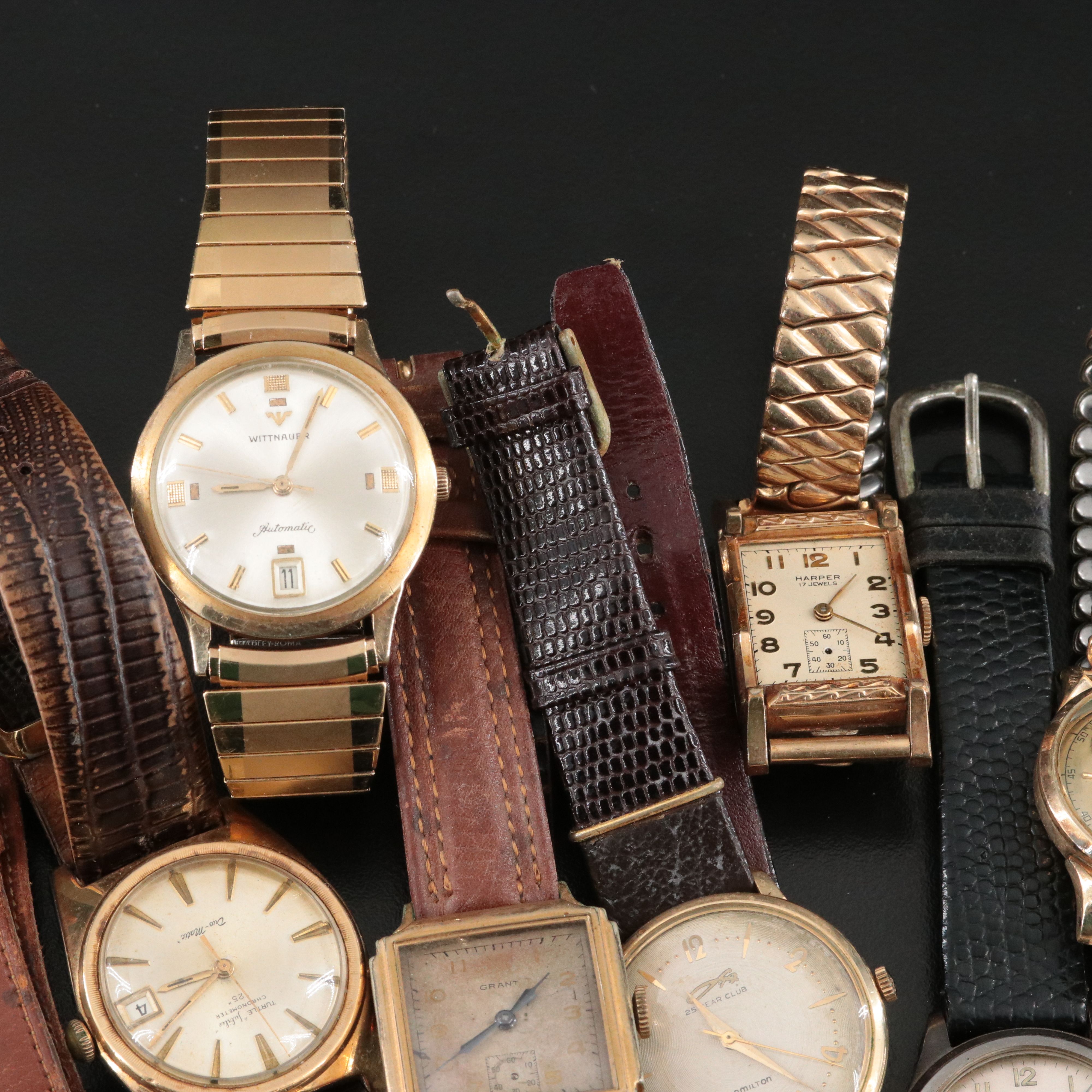 Collection of Vintage Watches Featuring Hamilton, Caravelle and Rodania