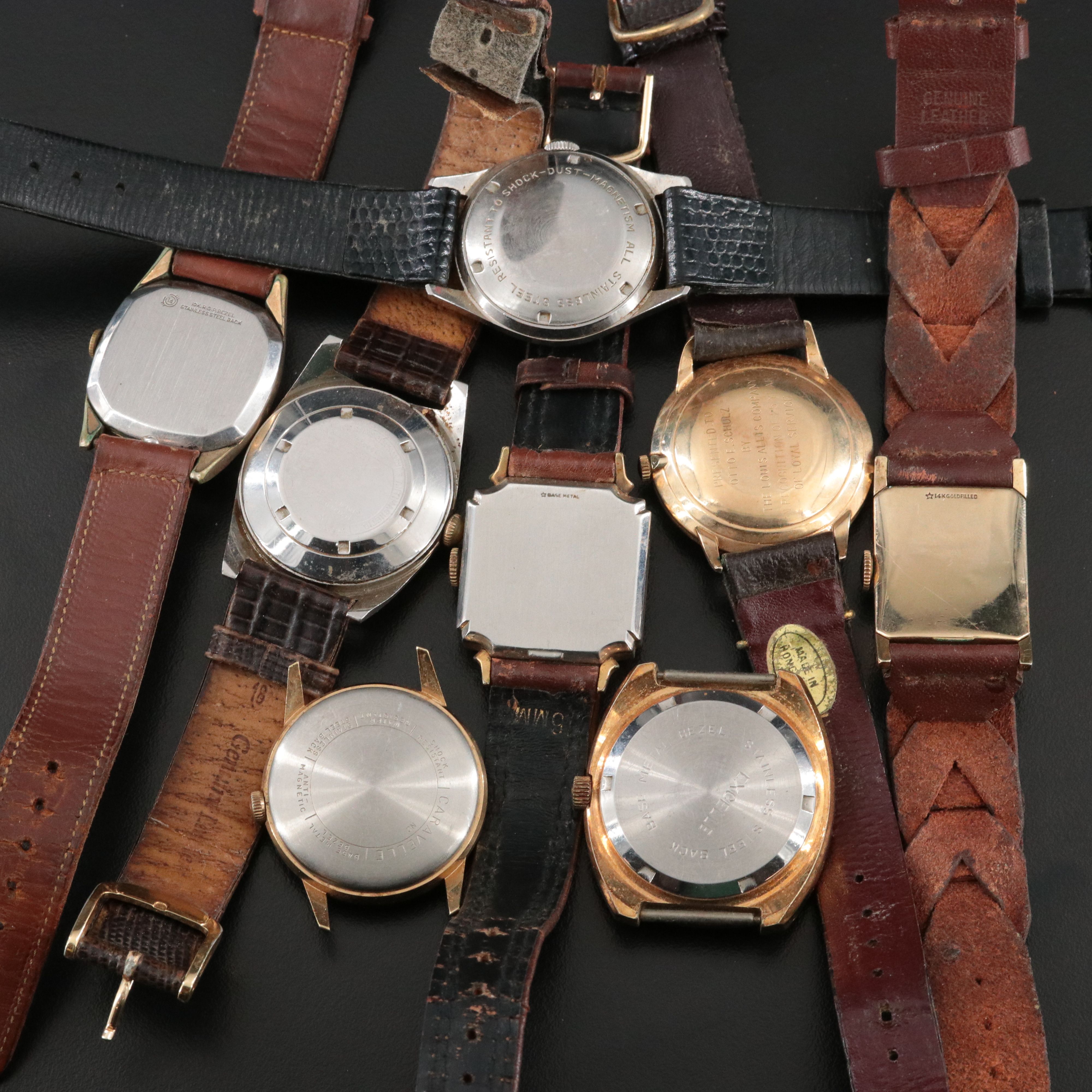 Collection of Vintage Watches Featuring Hamilton, Caravelle and Rodania