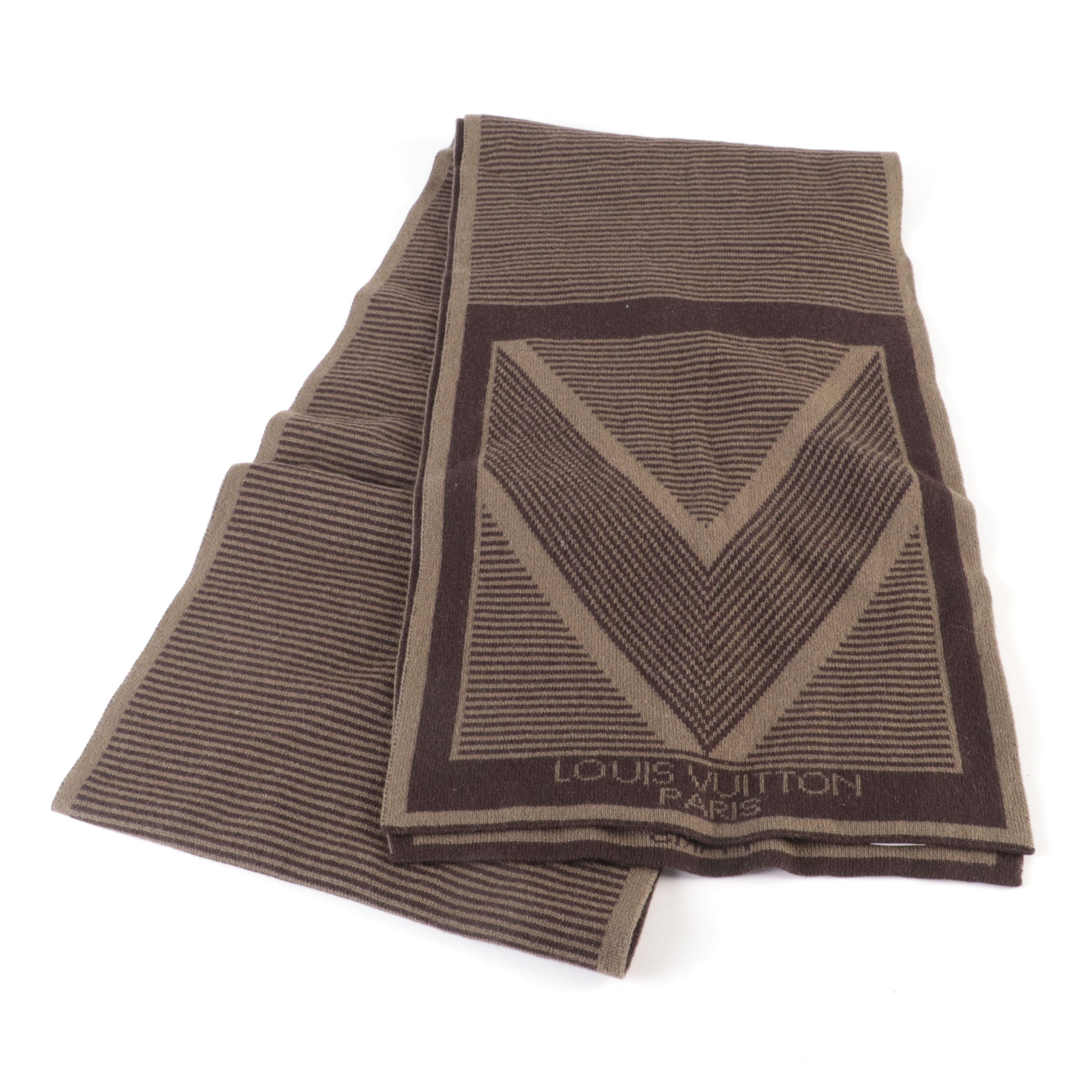 Louis Vuitton Cashmere Scarf in Brown and Khaki