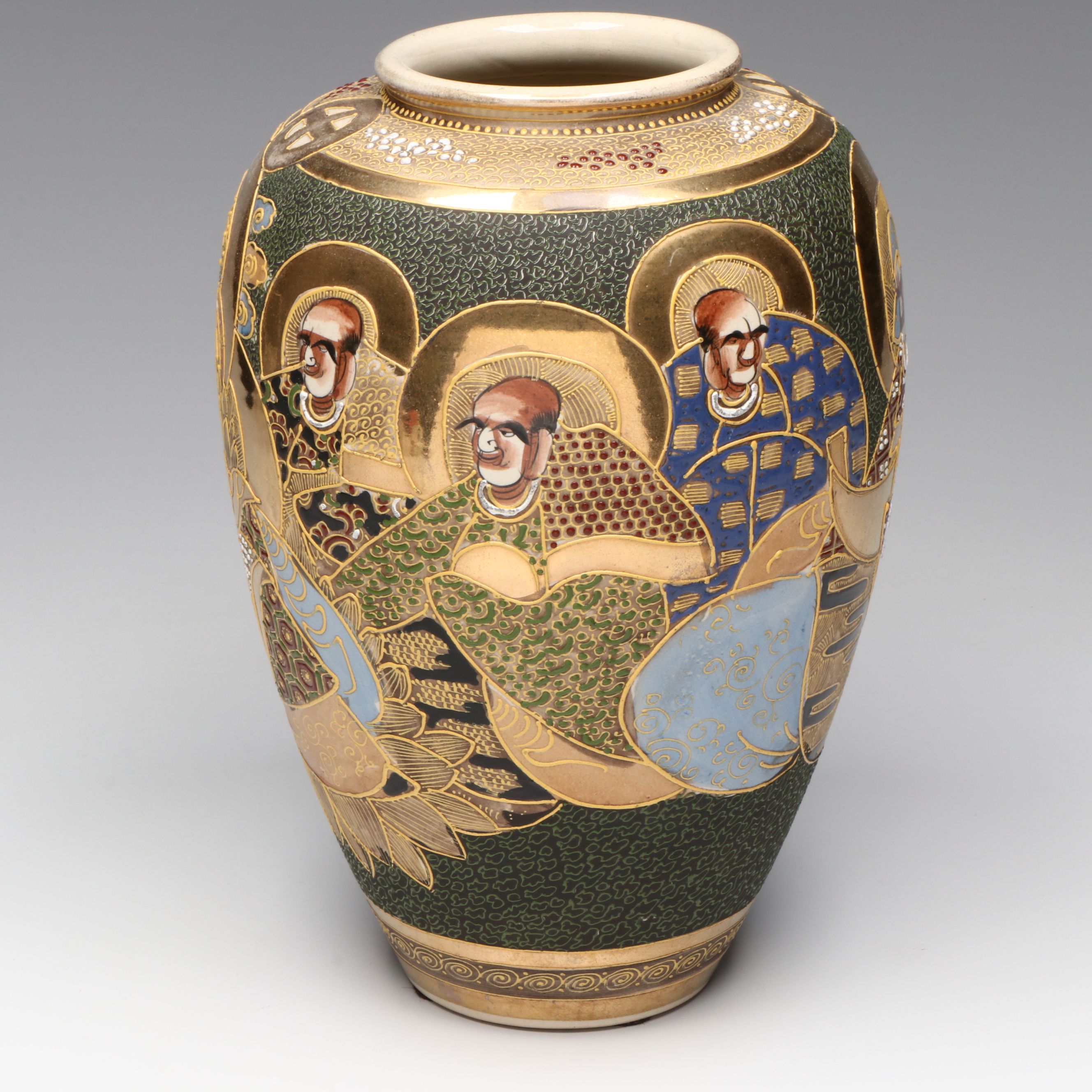 Japanese Satsuma Style Ceramic Vase, Early to Mid-20th Century