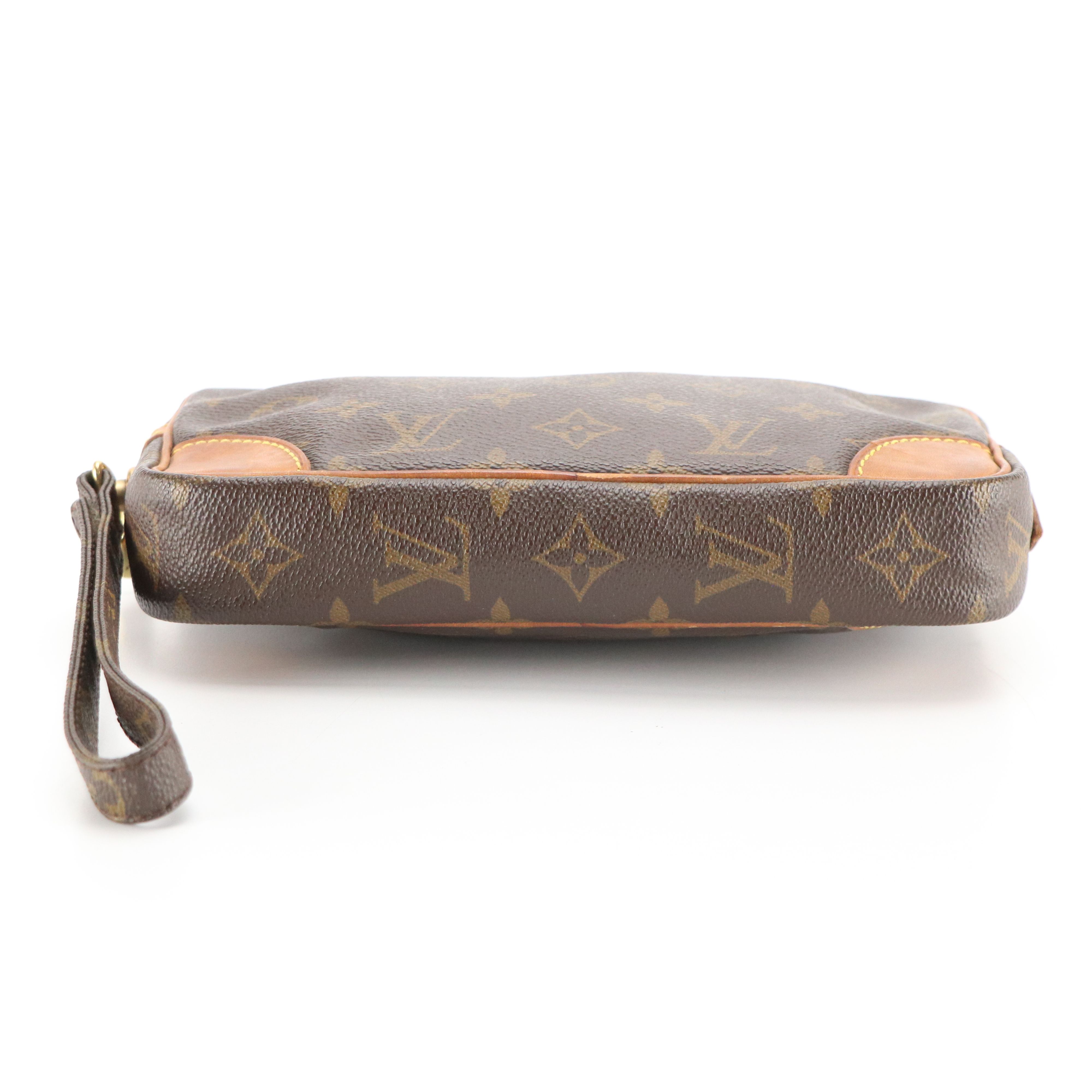 Louis Vuitton Marly Dragonne Wristlet Clutch in Monogram Canvas and Leather Trim